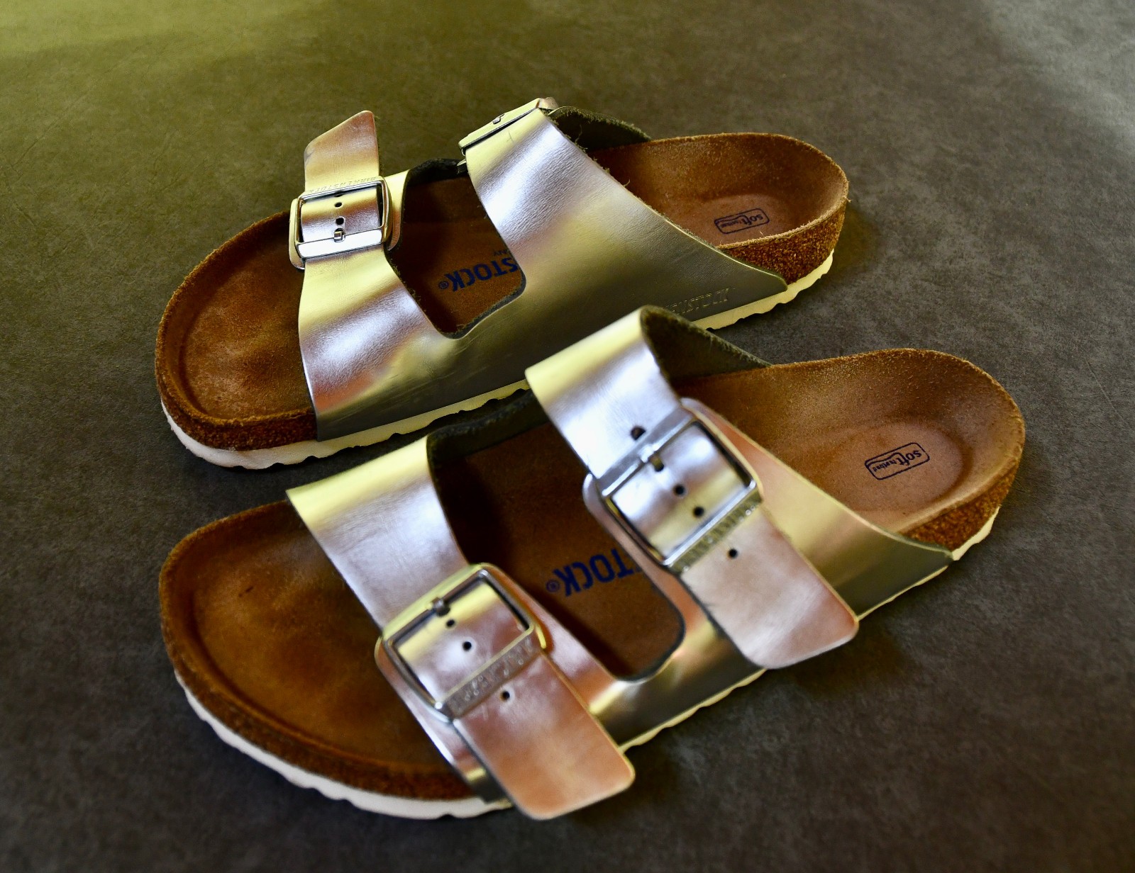 BIRKENSTOCK Arizona SOFT Footbed SILVER Metallic Leather 10 10.5 41 Reg Sandals