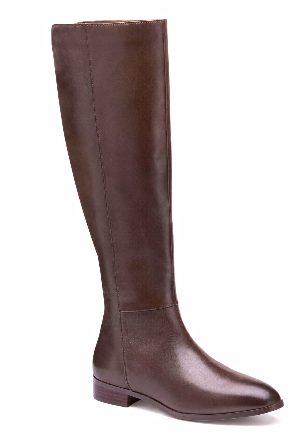 Johnston & Murphy Women’s Brown Leather Knee High Riding Boots Zip Almond Toe 8