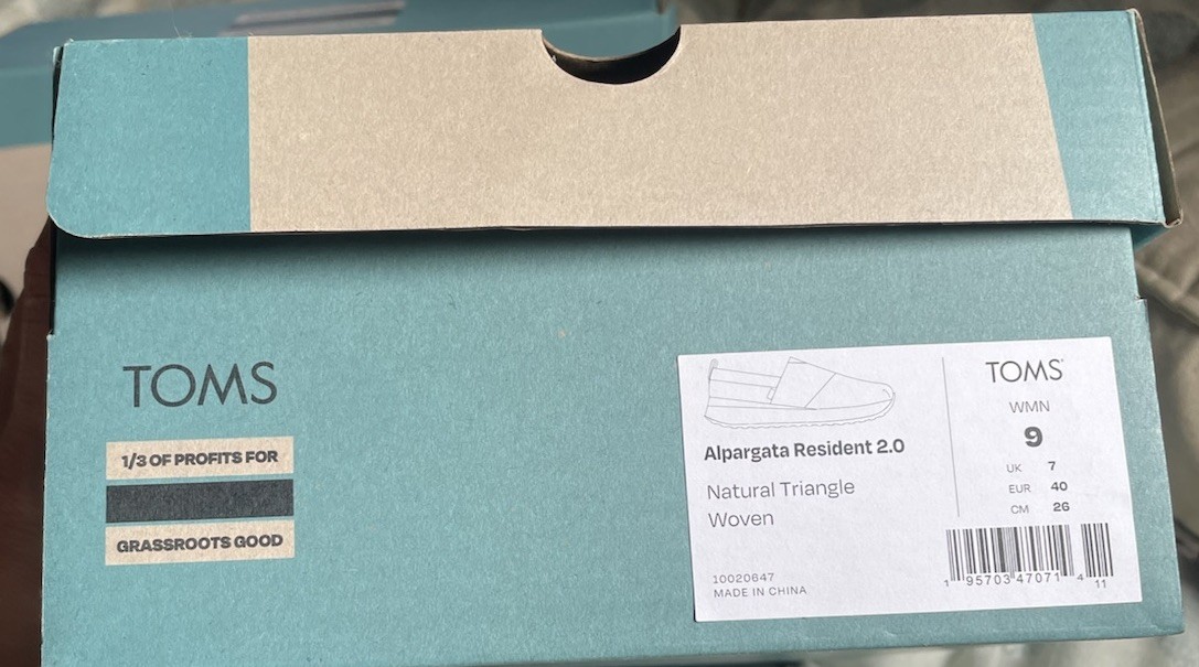 Tom’s Alpargata Resident 2.0 Size 9 Off White Woven