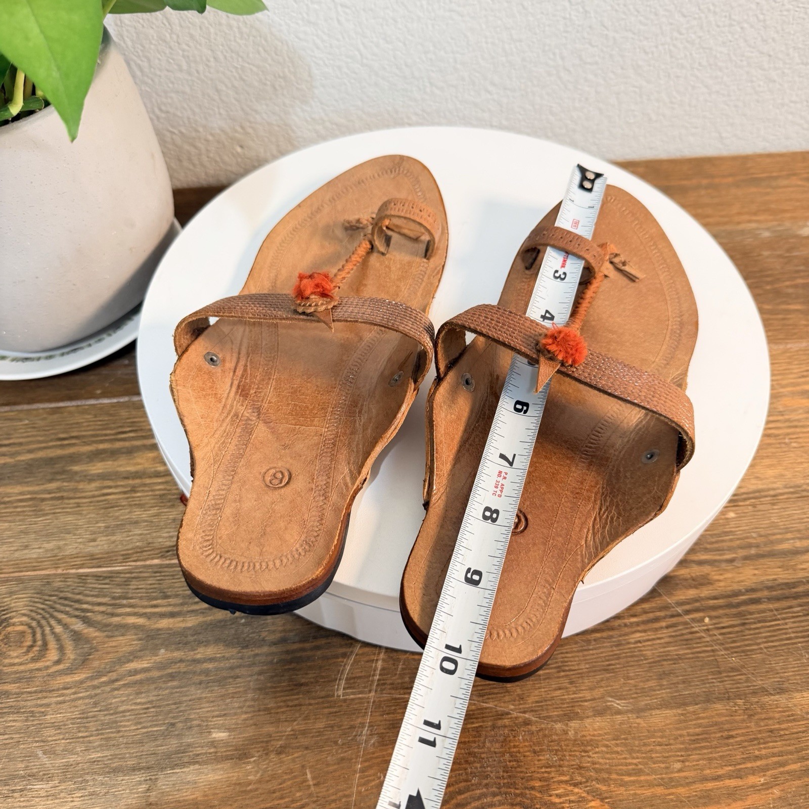 100% Leather Kolapuri Classy Unisex Sandals Sz:8 Hand Made/Stitched In Pakistan