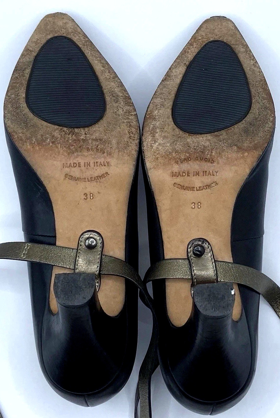 Anyi Lu Italy Black Leather Pointed Toe Ankle Strap Pumps Heels EU 38 US 7.5