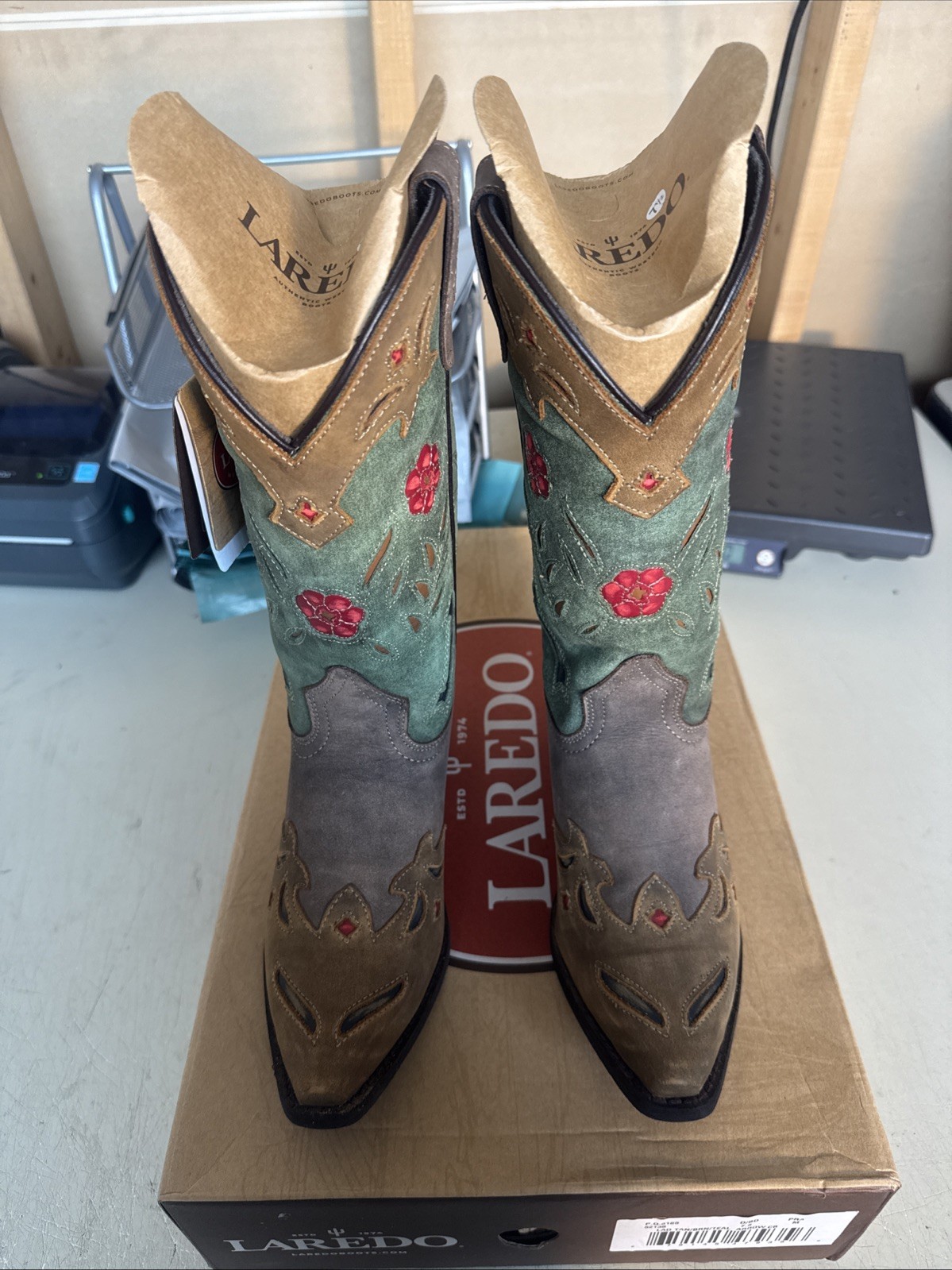 PICK SIZE – Laredo 52138 Womens Brown/Teal Miss Kate Cowboy Boot