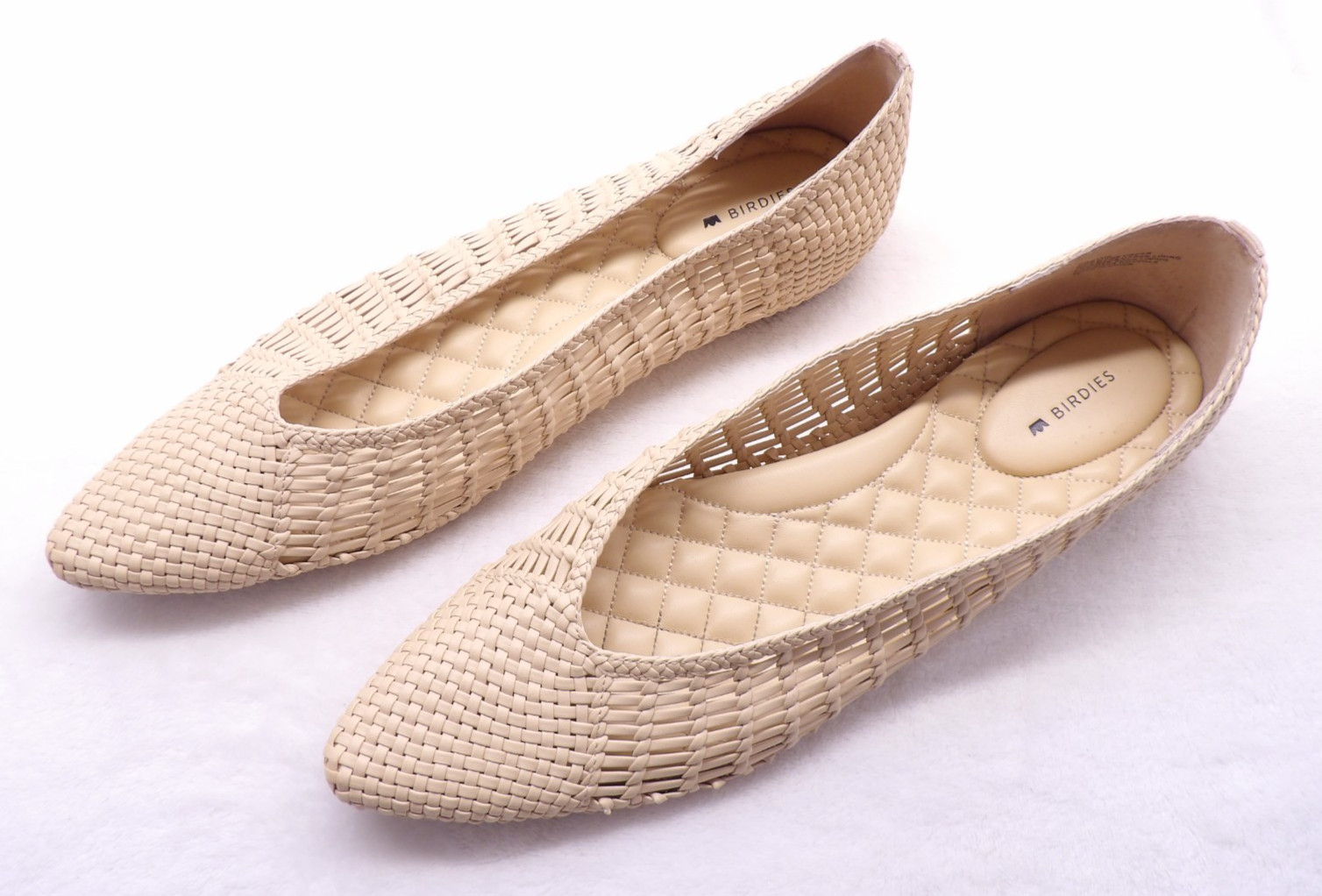 BIRDIES The Goldfinch Sz 12 Dawn Woven Slip-On Pointed Toe Flats Creamy Beige