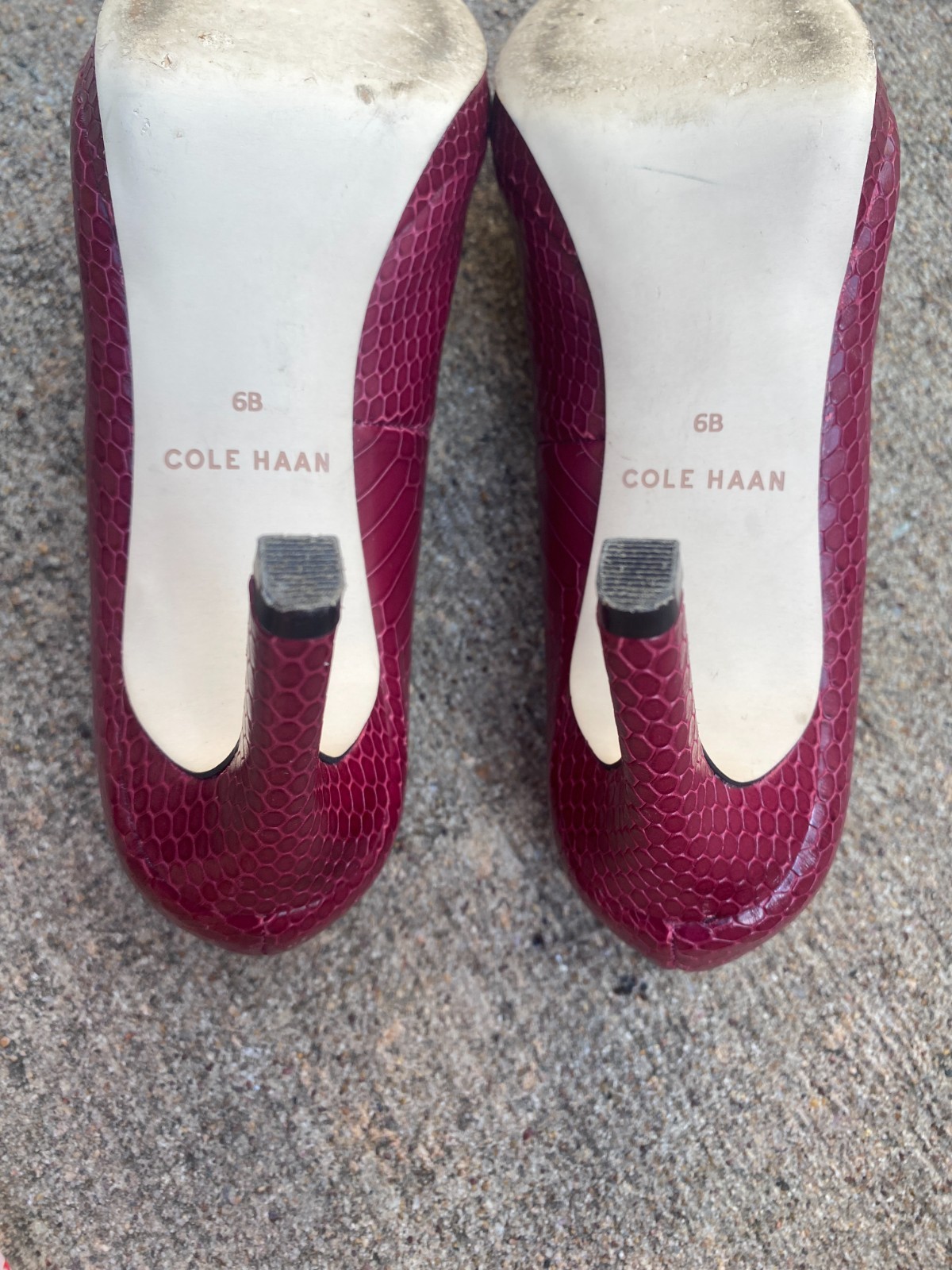 Women’s Cole Haan Burgandy Croc Embossed Leather Pointed Toe Size Heel, Size 6