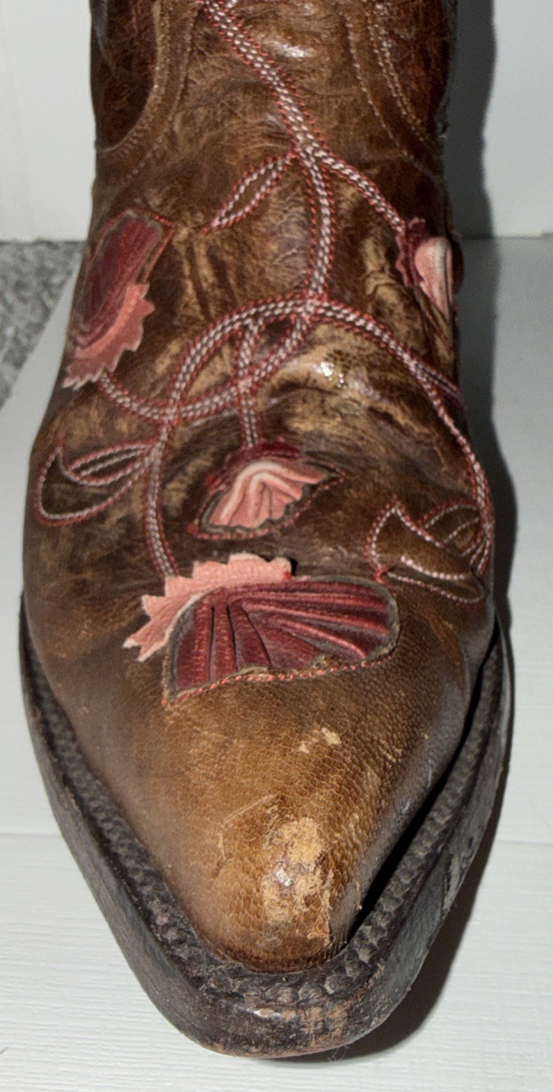 Old Gringo, Abby Rose Embroidered Red/Pink Flower Western Snip Toe Boots Sz 6B