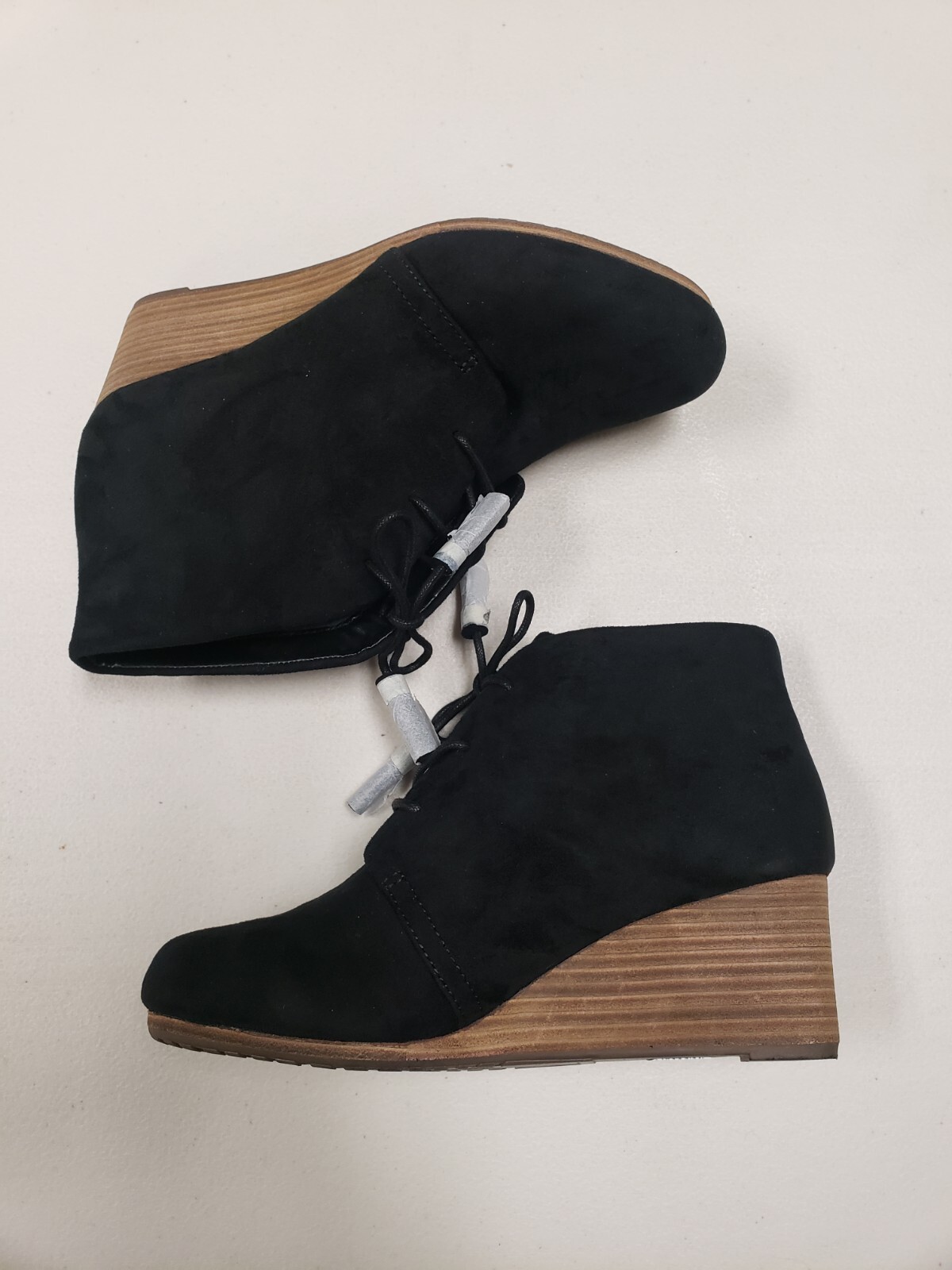 Dr. Scholl’s Women’s Dakota Booties Black Microfiber Suede Tie Wedge Size 7.5 W