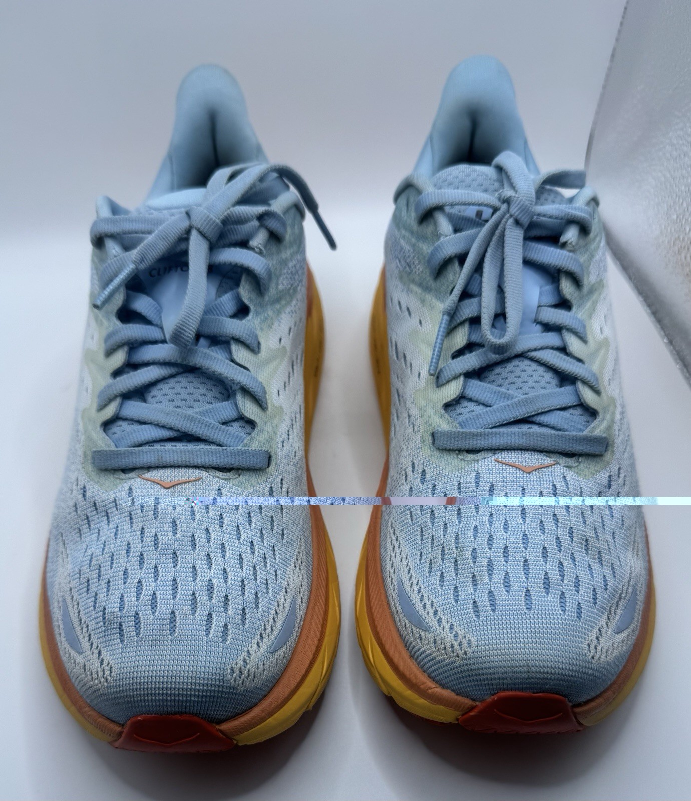 HOKA Clifton 8 Women’s Running Shoes L. Blue Orange Yellow Sneakers Size 7B US