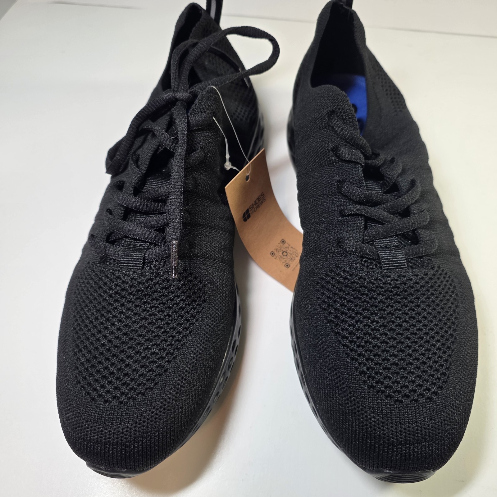 Shoes For Crews Black Knit Lace-Up Low Top Workwear Sneaker Slip-Resistant