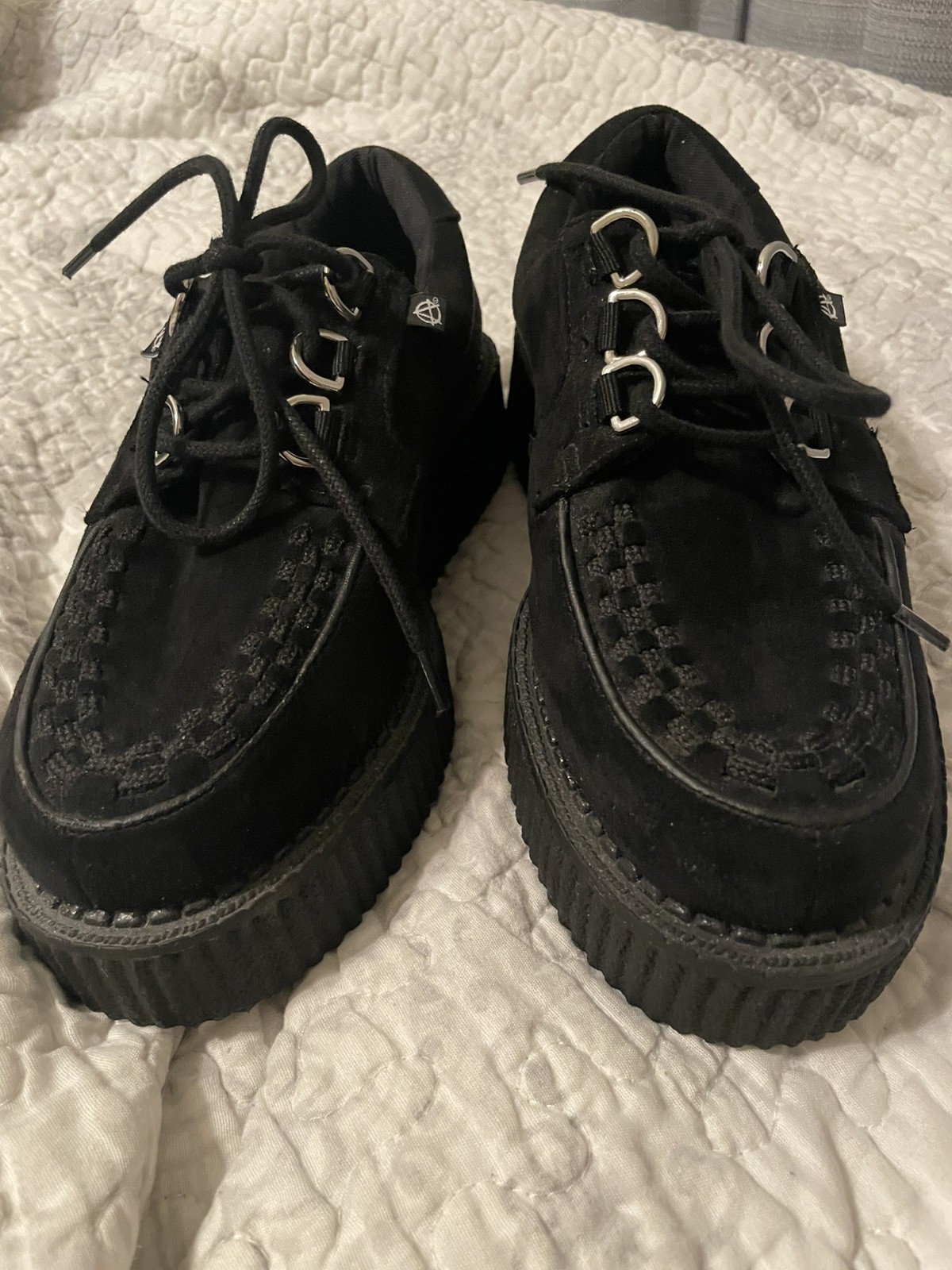 T.U.K. Anarchic Vegan Black Faux Suede Creepers T2262 Unisex Men 5 / Women 7