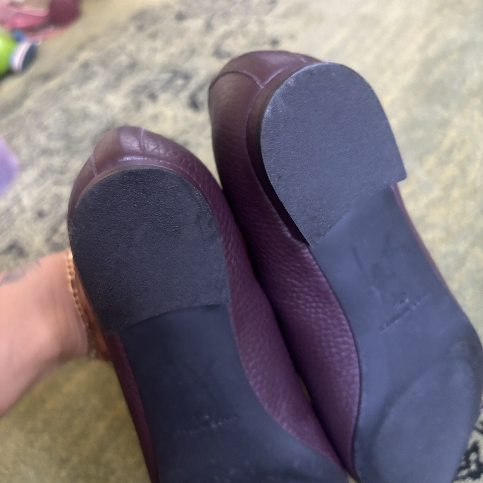 Everlane The Boss Womens Purple Pebbled Leather Simple Pointed Toe Flats 8.5
