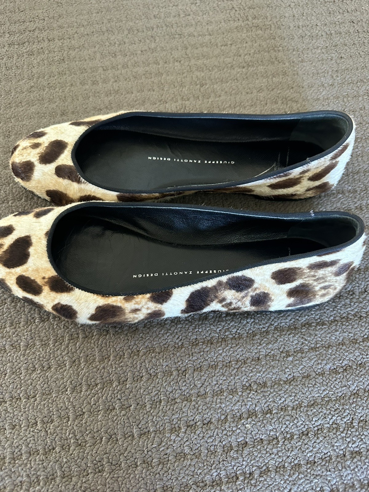 Giuseppe Zanotti Leopard Pony Hair Ballet Flats size 38 designer work capsule