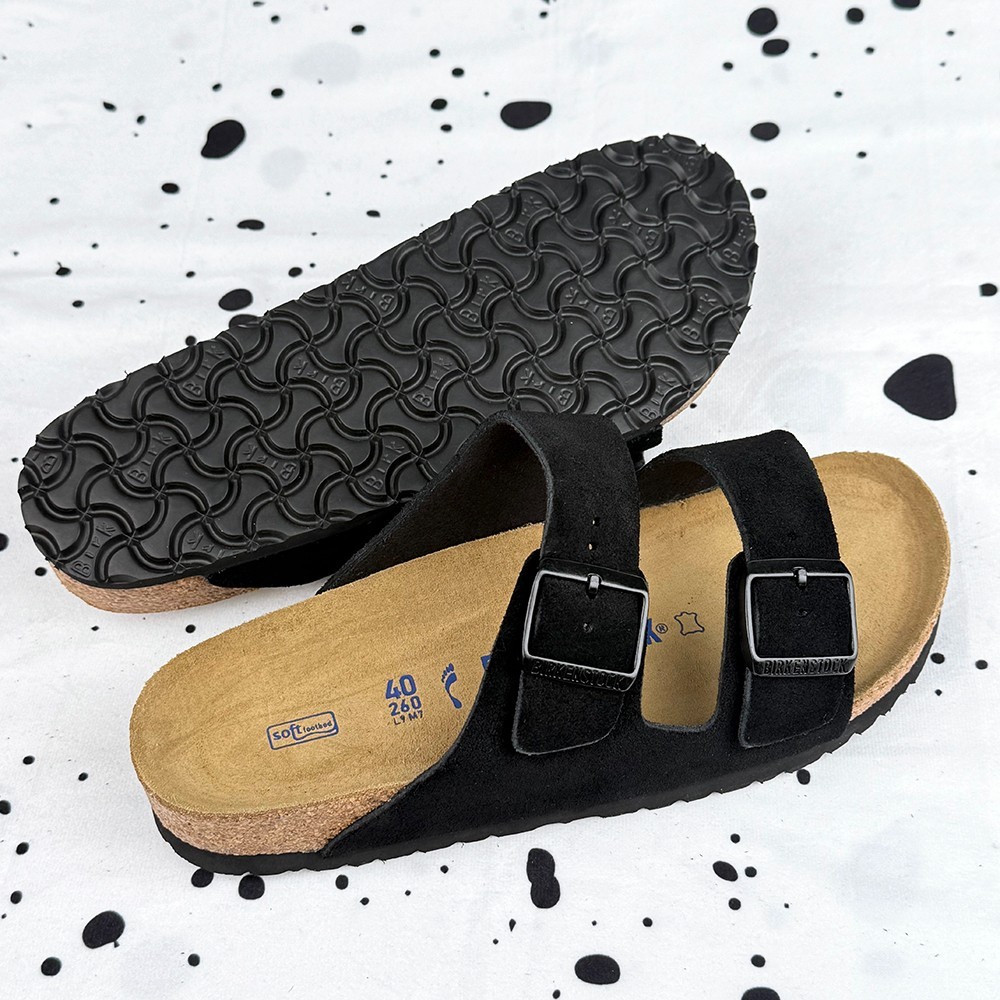 Birkenstock Arizona Narrow/Wide Black Suede Leather Unisex Sandals 37-45