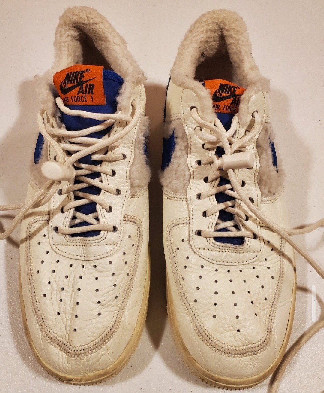 Nike Air Force 1 ’07 Low Sherpa Fleece Lined White Blue Sneakers 9.5 DO6680-100