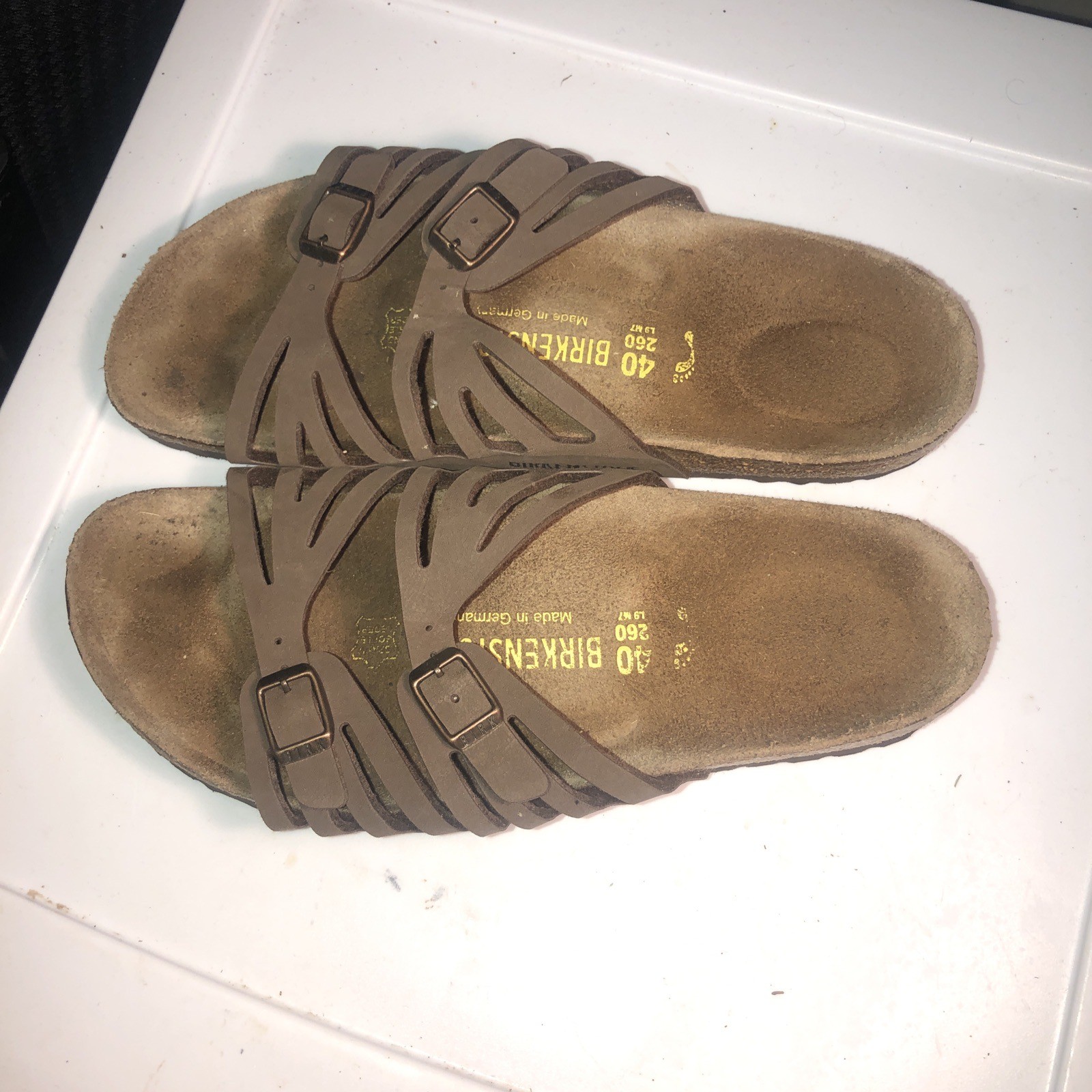 Birkenstock Granada Tobacco Brown Nubuck Cut Out Slide Sandal Womens EUR 40 USA