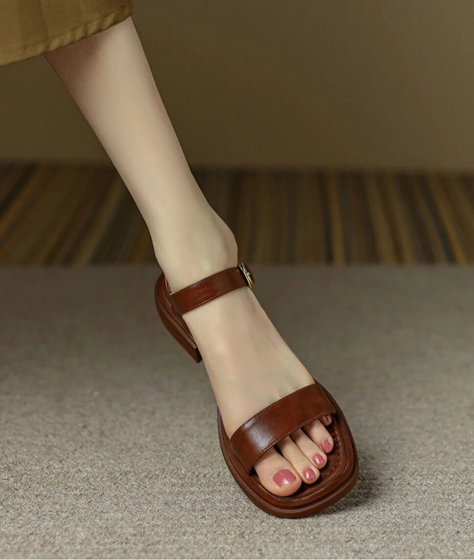2025 Summer Women Sandal Low Heels Basic Concise Office Casual Outdoor Shoes Lot