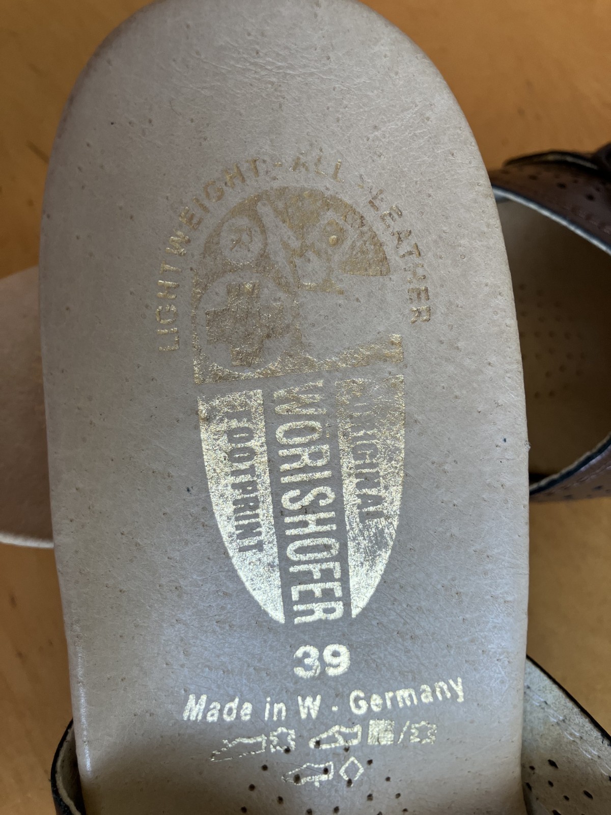 Worishofer Wedge Slide Sandals Women’s Size 39/8 Brown Leather Made in Germany