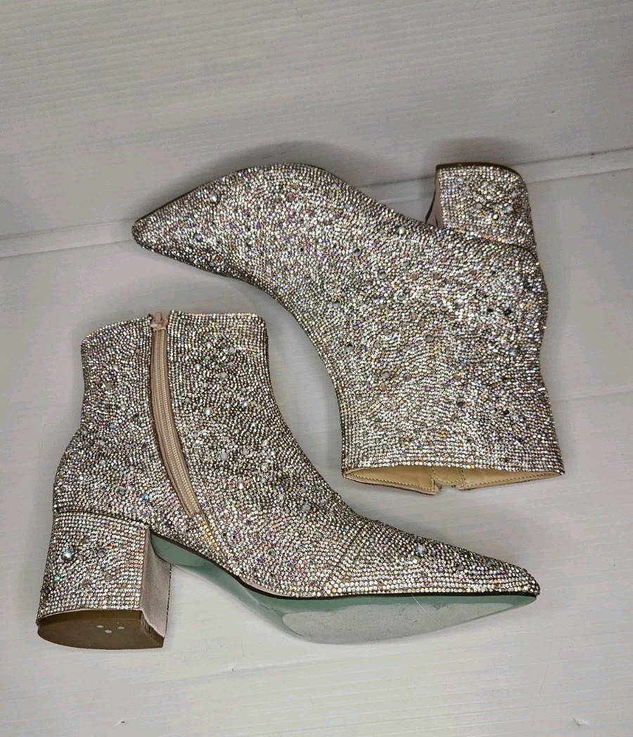 Betsey Johnson Women’s Cady Ankle Boot, Rhinestone, 9.6