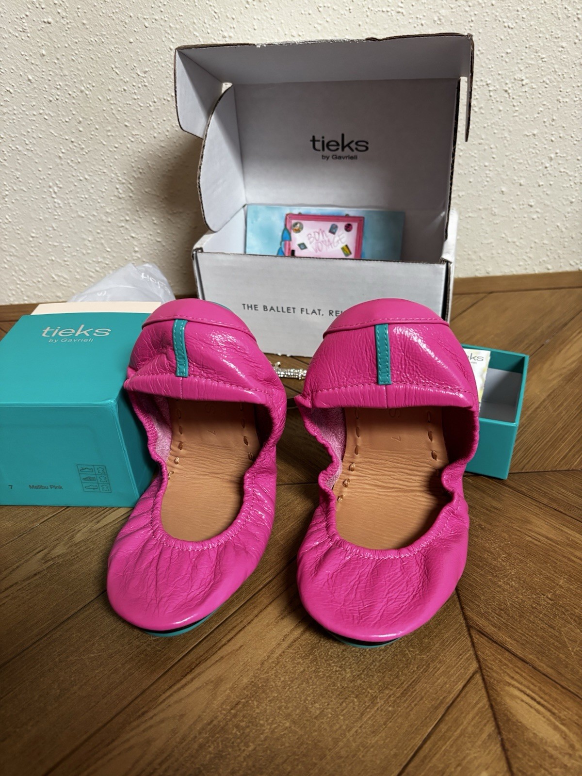 Tieks Malibu Pink Leather Ballet Flat Shoes Size 7 NIB Vault Limited Edition