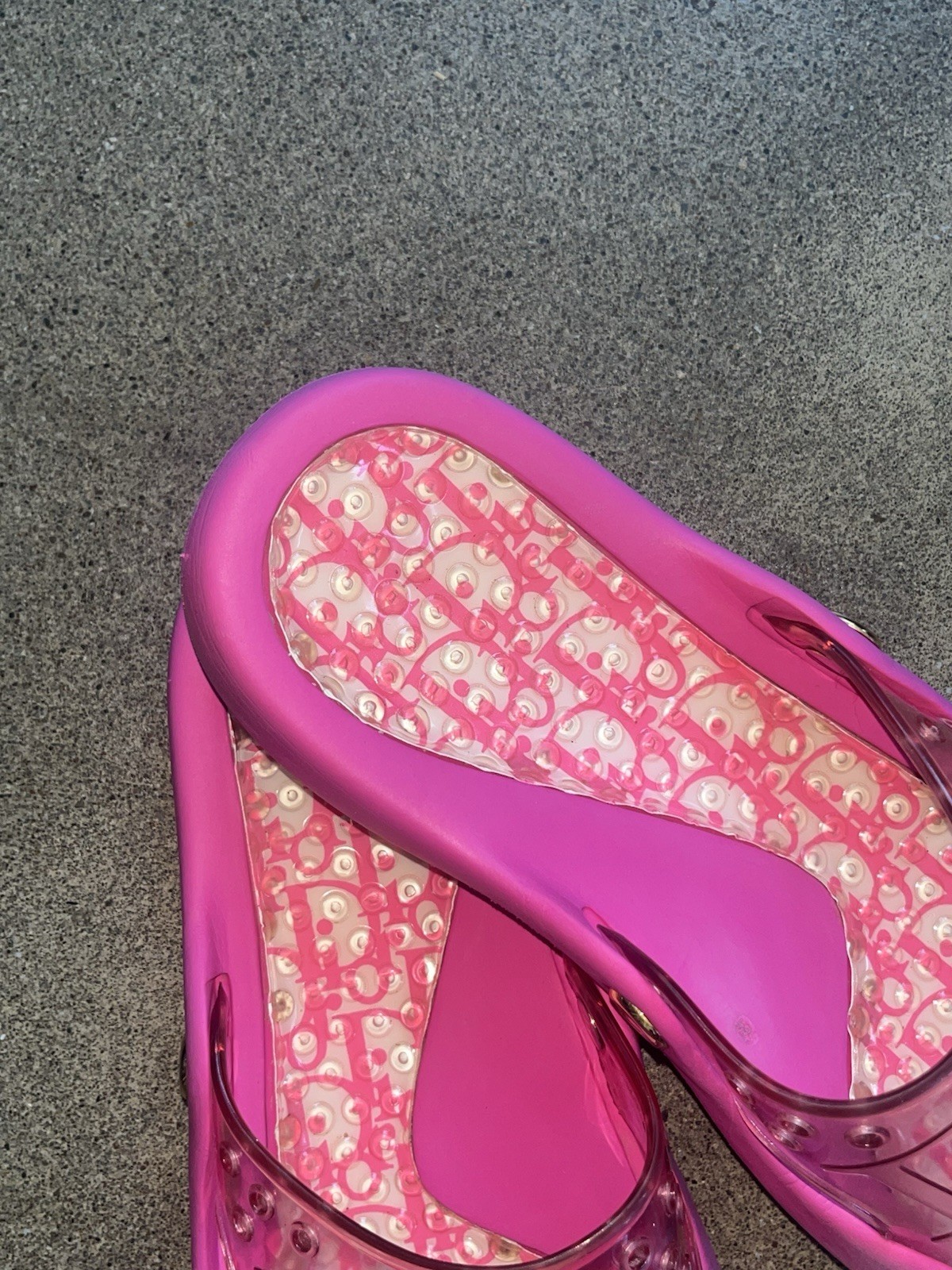 Vintage Christian Dior Galliano Diorissimo Monogram Clear Slide Sandals Pink 42