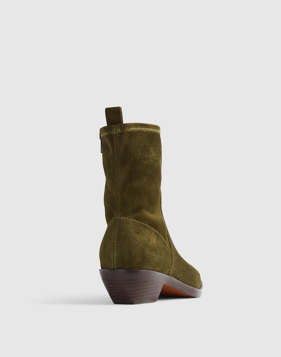 Madewell The Idris Ankle Boot in Suede Dark Olive Size 8 M NWD $198 NX430