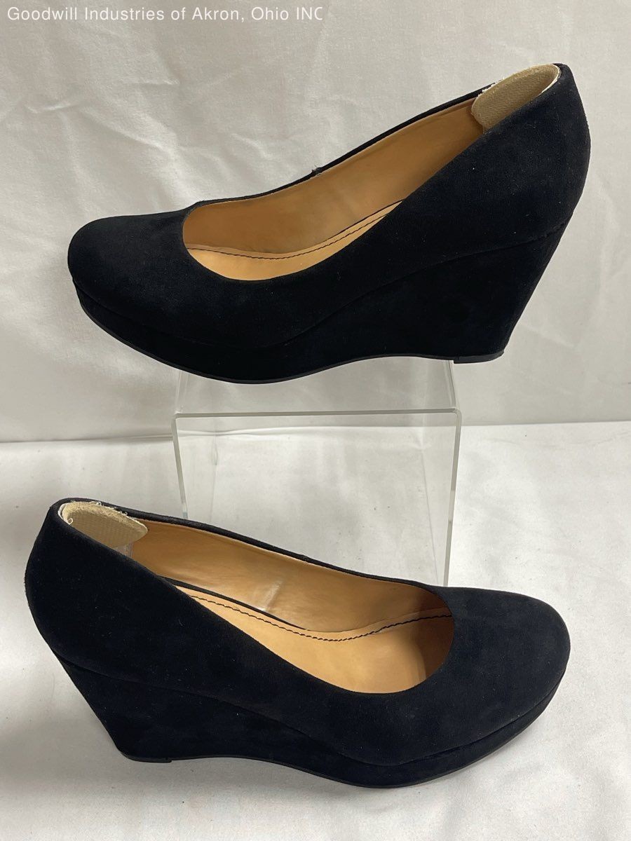 A.N.A. A New Approach Black Round Toe Platform Wedge Heels Shoes Size 6.5
