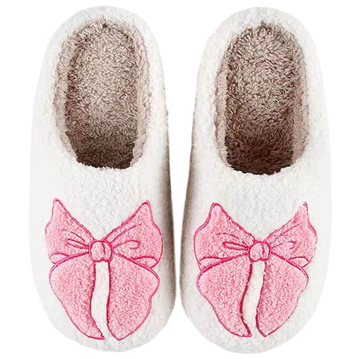 Aucomfo Bow Slippers For Women Men Cute Comfy Bedroom Home Memory Foam Slippe…