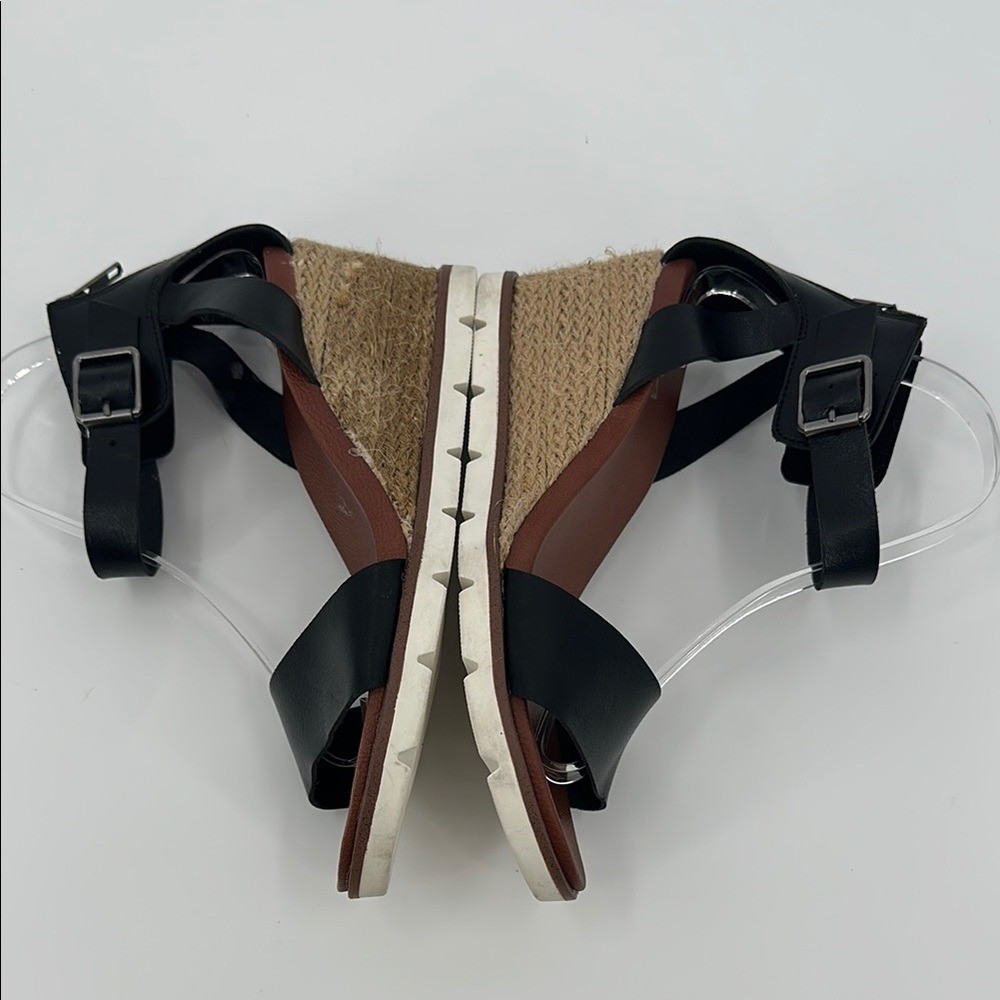 MIA Black and Brown Sandals Minimalist T-Strap Design