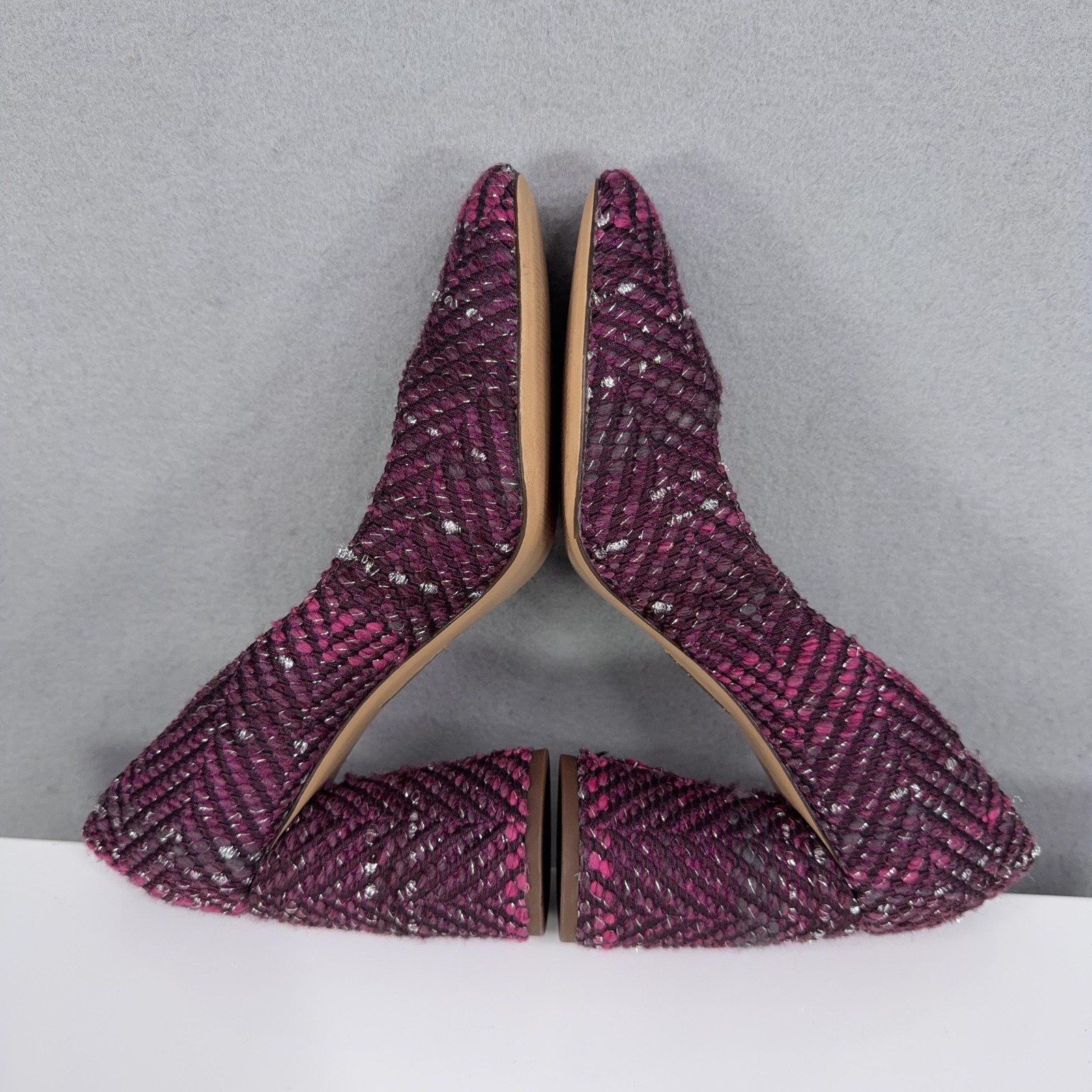 Louise Et Cie Pumps Womens Size 9 Purple Chevron Tweed Block Heel Shoes EU40