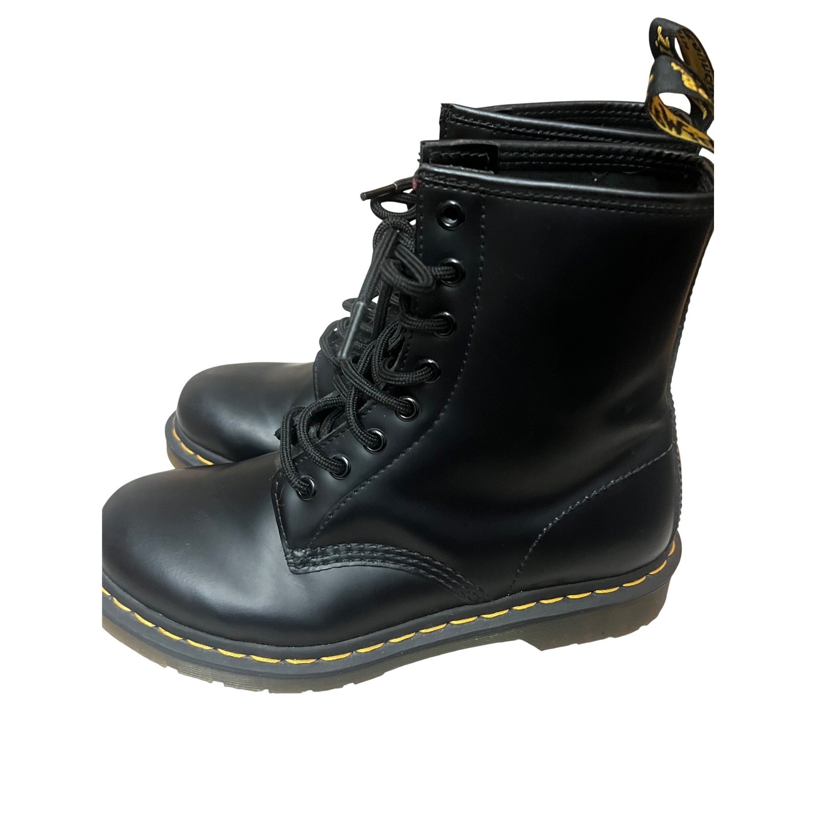 Dr. Martens 1460 W Black Smooth Leather 8 Eye Lace Up Boots Womens Size 7