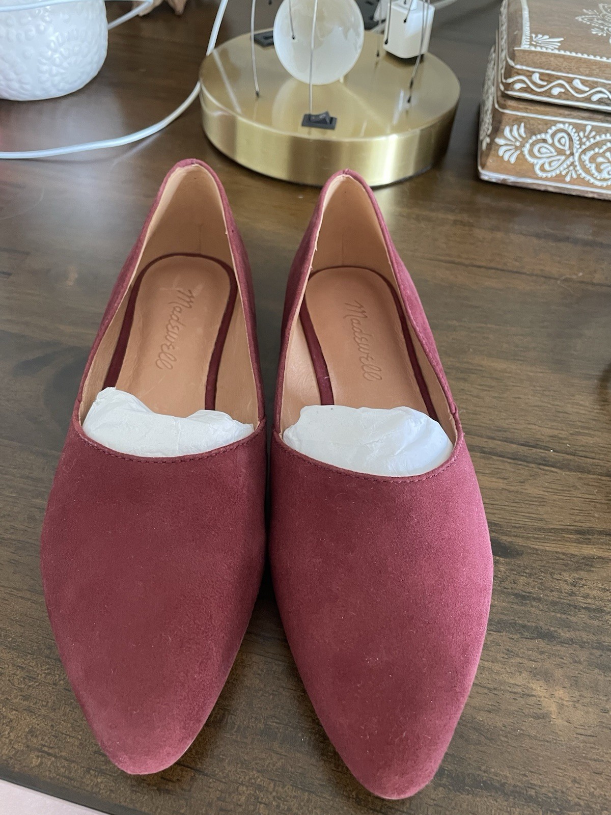 Madewell The Lizbeth Pointy Flats Women 5 Shoes Suede Leather Burgundy Slip On