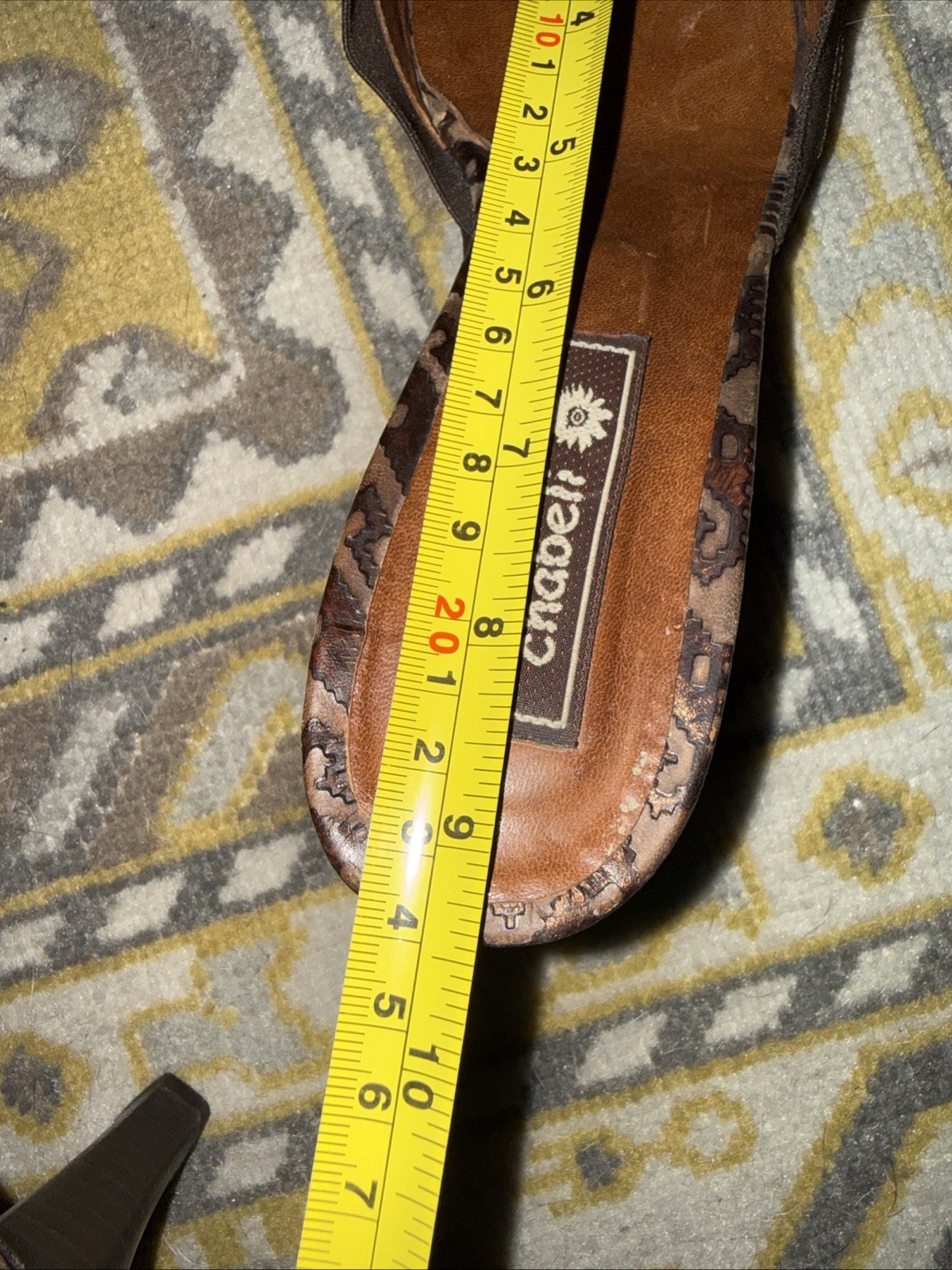 Chambeli Mule Brown Tribal Geometric Print Heels Pointed Toe Shoes 7.5/8