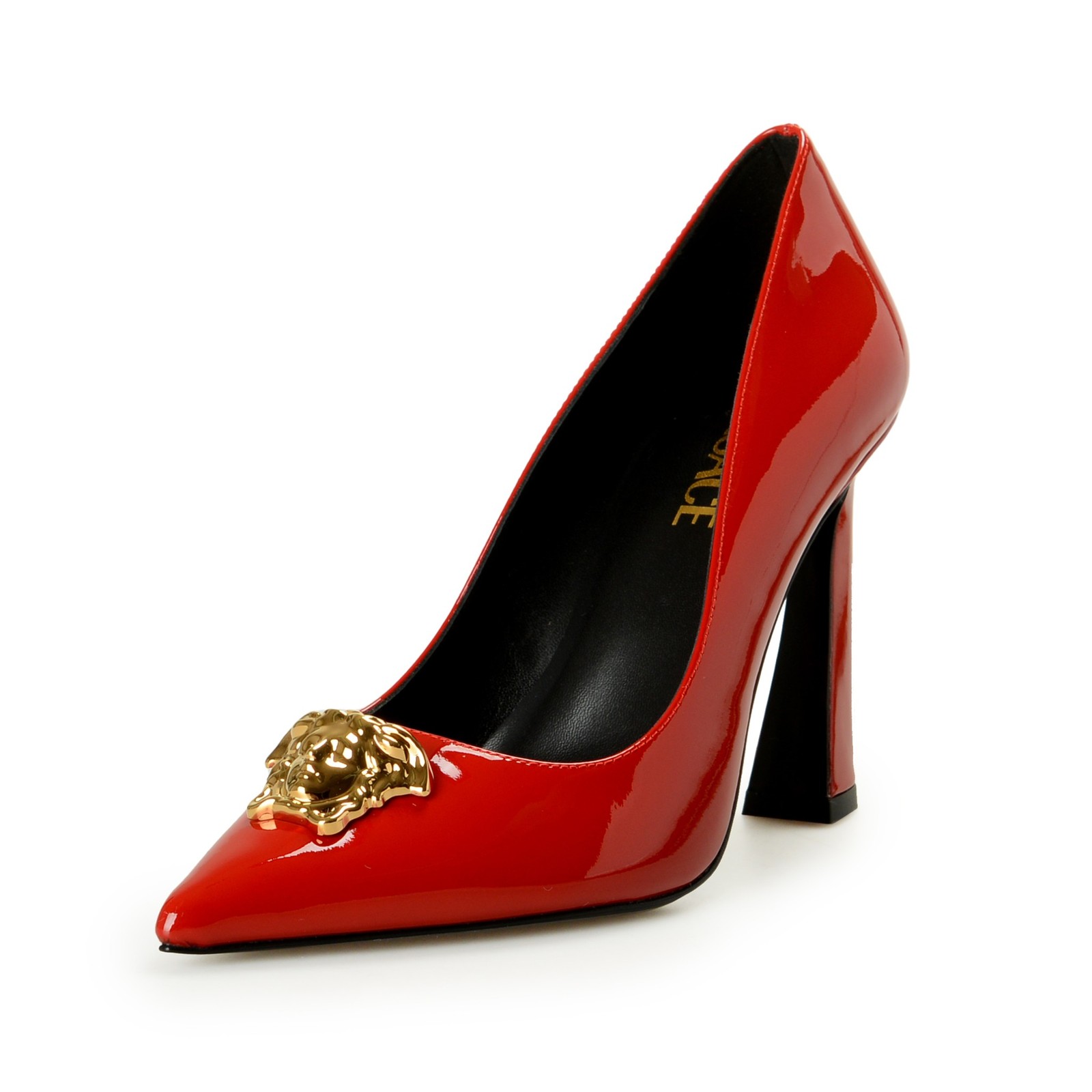 Versace Women’s Gold Medusa Red Patent Leather High Heel Pump Shoes US 6 IT 36