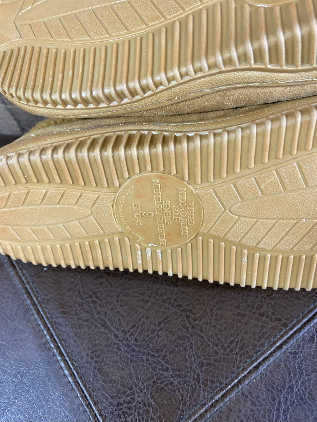 Wanderlust Women Microsuede Indoor Outdoor Rugged Slippers Size L 9 Tan