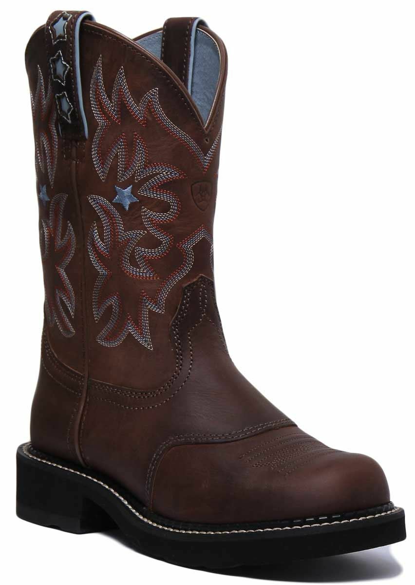 Ariat Womens Probaby Comfort Pull On Embroided Boot In Brown Size US 3.5