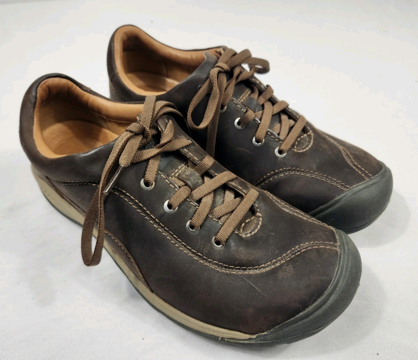 KEEN Womens Brown Leather Hiking Shoes Bungee Laces 011398 Size 9 US 39.5 EU