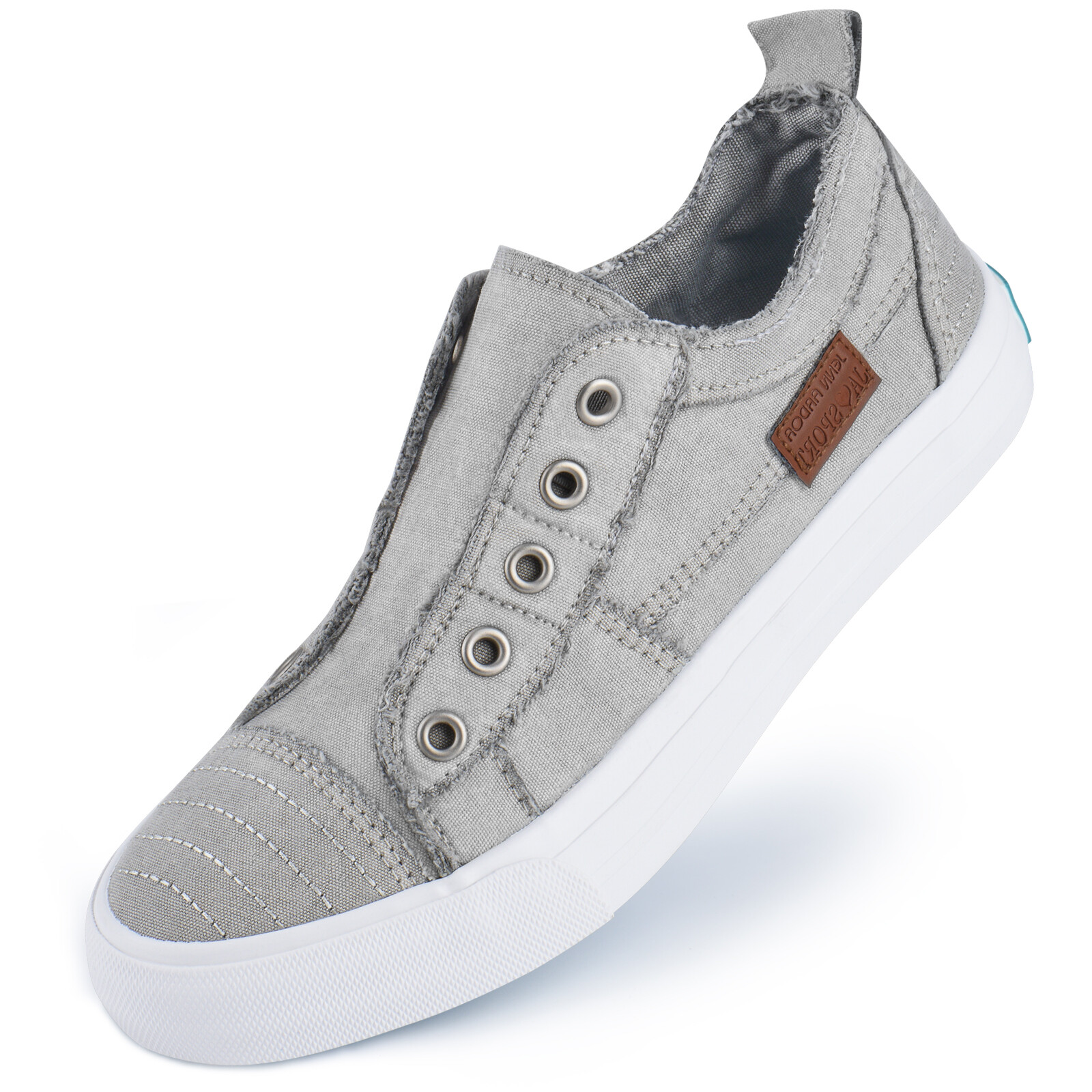 Womens Slip On Fashion Sneakers No Laces Casual Canvas Flats Tennis Walking Shoe