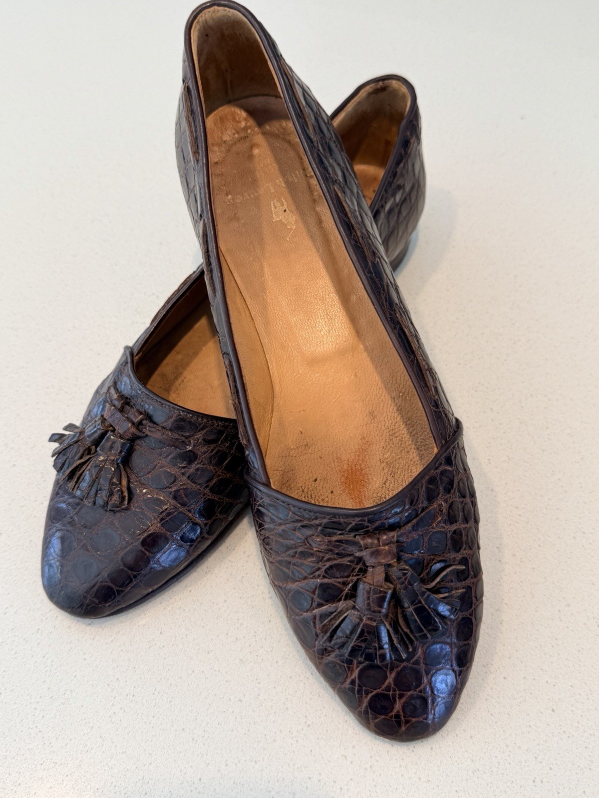 Vintage Ralph Lauren Women’s Size 6B Brown Genuine Crocodile Tassel Loafers