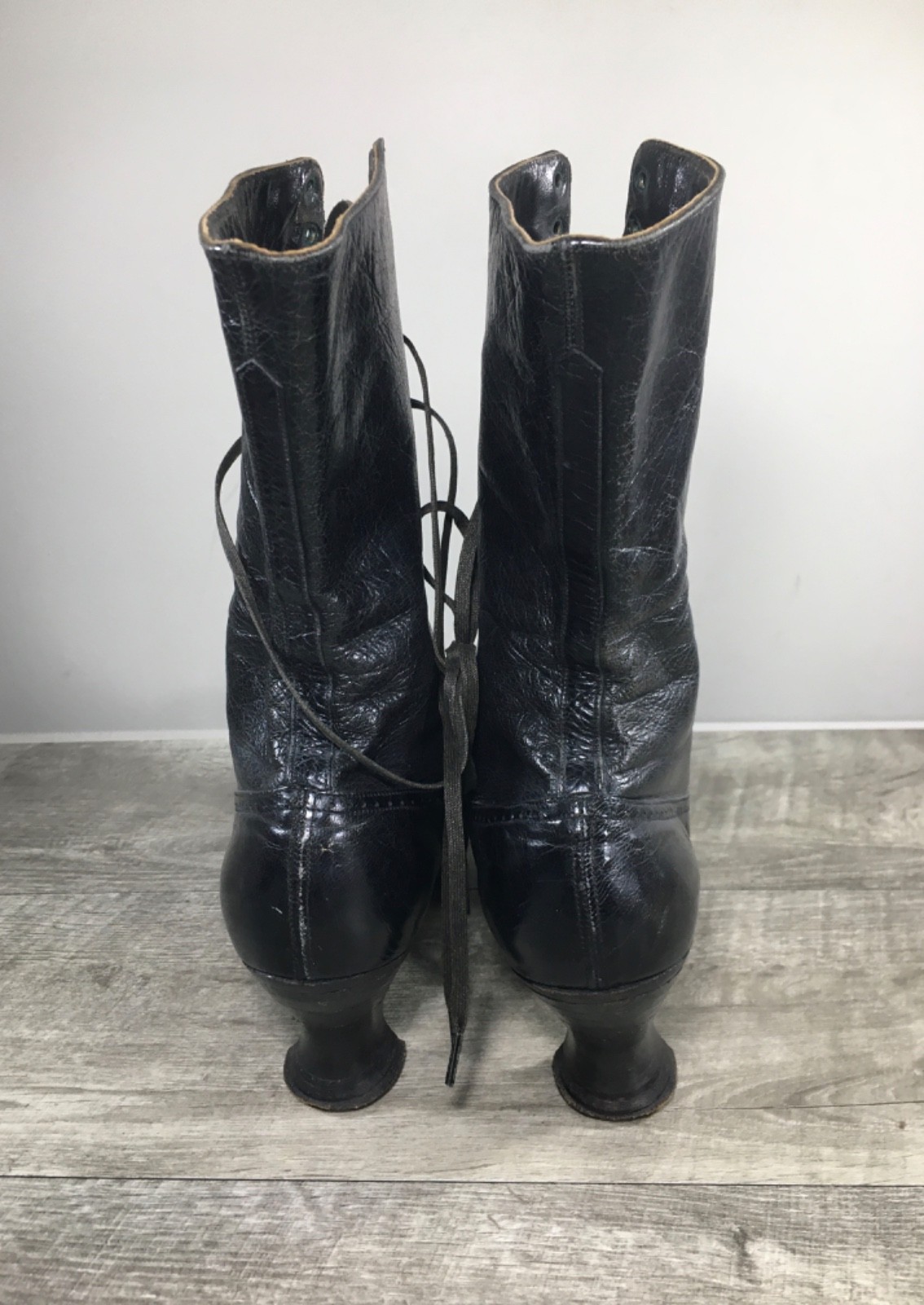 Womens Victorian Edwardian Granny 1900s Punk Grunge Lace Up Leather Boots 6.5
