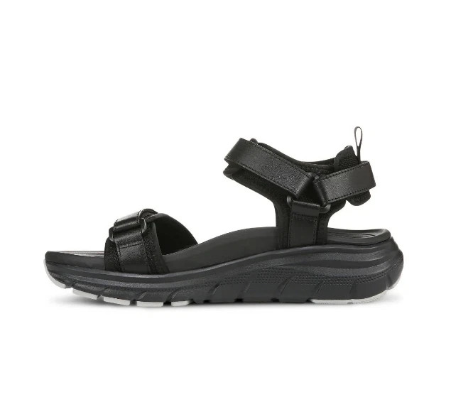 VIONIC Walk Max Wanderer Sandal Black Leather Color, New, All Size