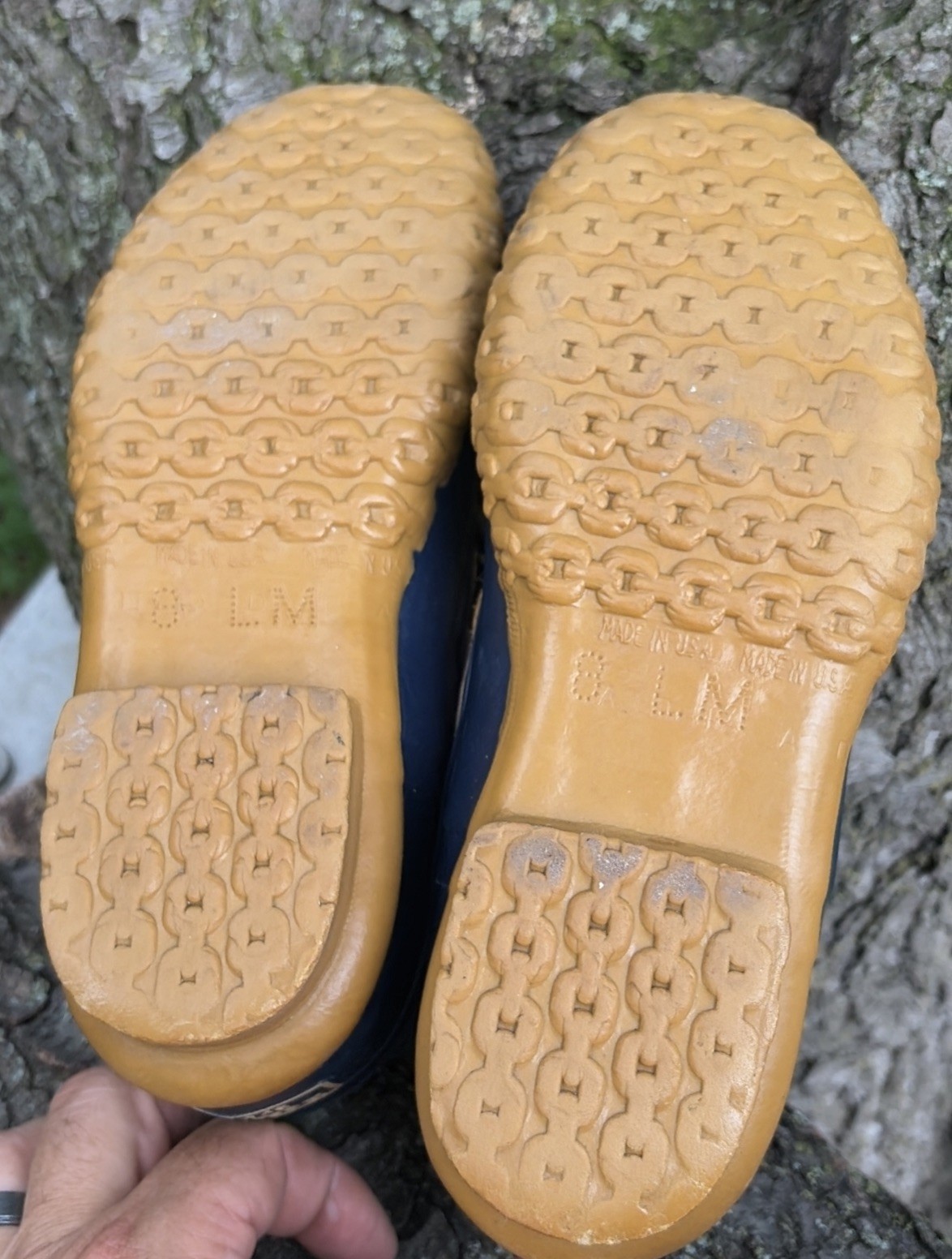 L. L. BEAN Duck Boots Women Low Top Rubber Rain Garden Hunting Blue Tan 8 VTG