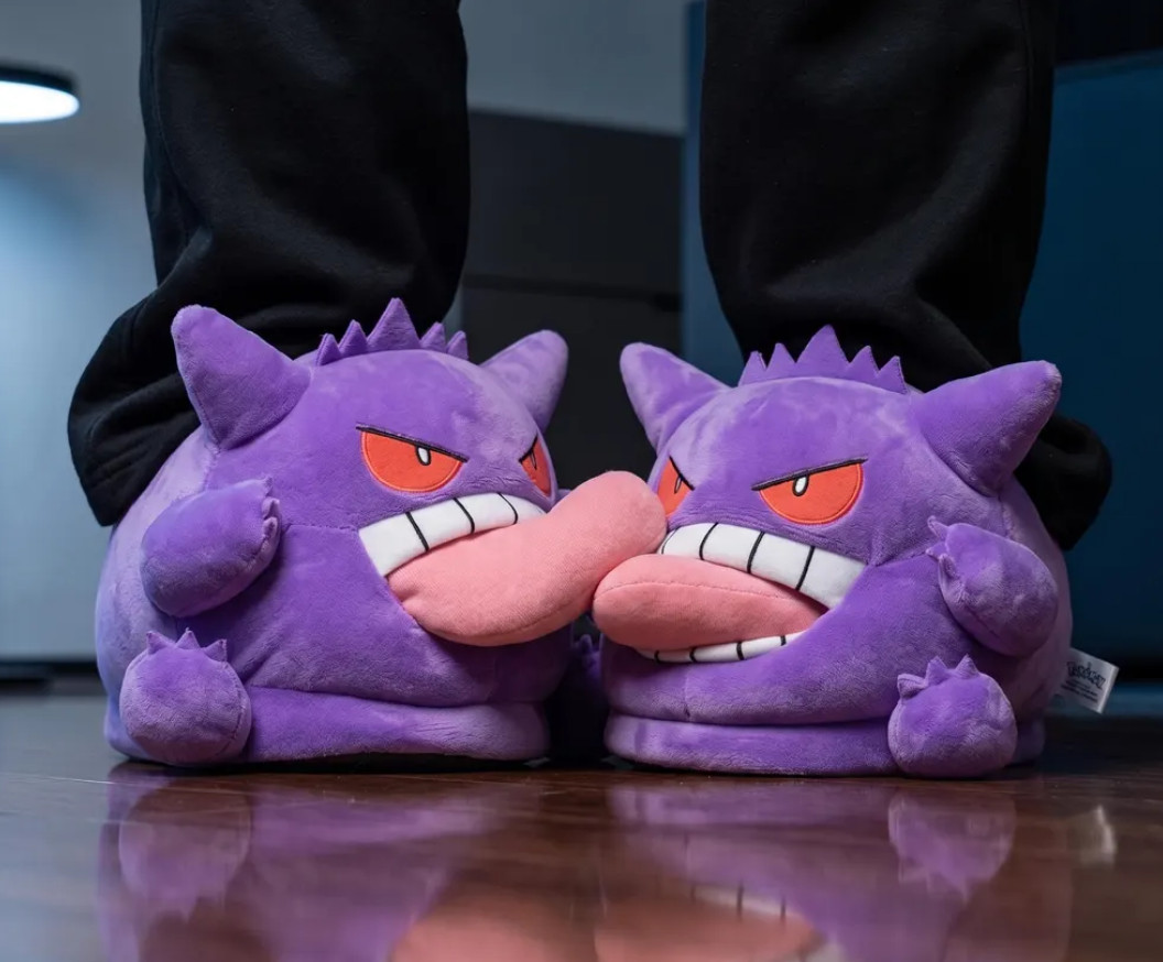 Gengar Plush Slippers – Fuzzy Ghost Pokemon Spooky Cute Indoor slipper