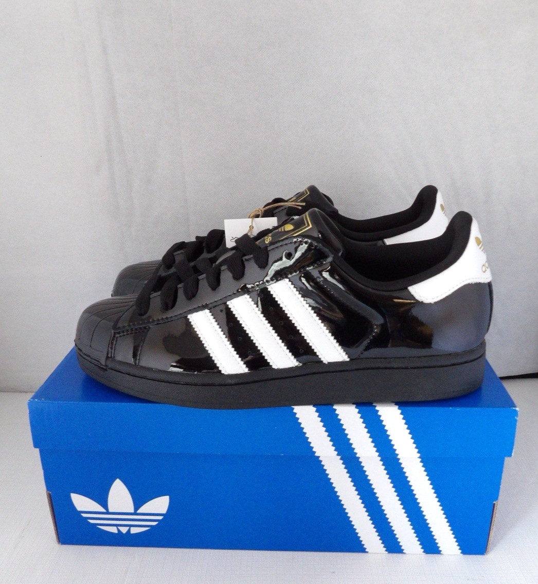 NWOB Authentic ADIDAS SUPERSTAR II Black, White Patent Leather Women’s Size 9 M