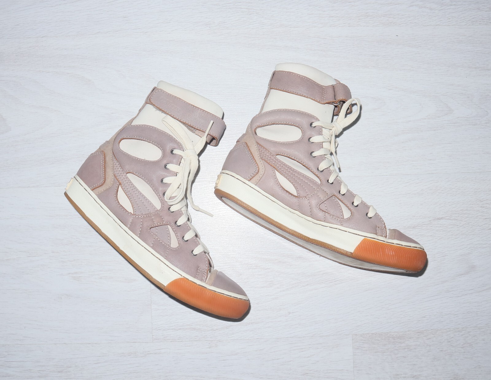 PUMA x ALEXANDER MCQUEEN Womens High Leather Sneakers Shoes Size EU36 US5