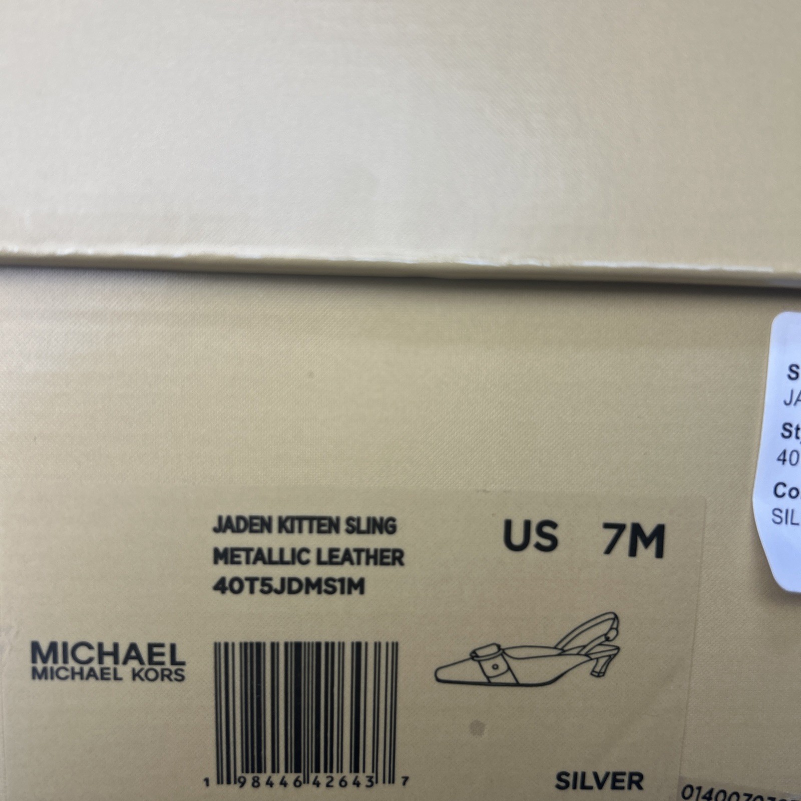 MICHAEL Michael Kors Jaden Kitten Slingback Pump Silver Metallic Size 7M NIB New