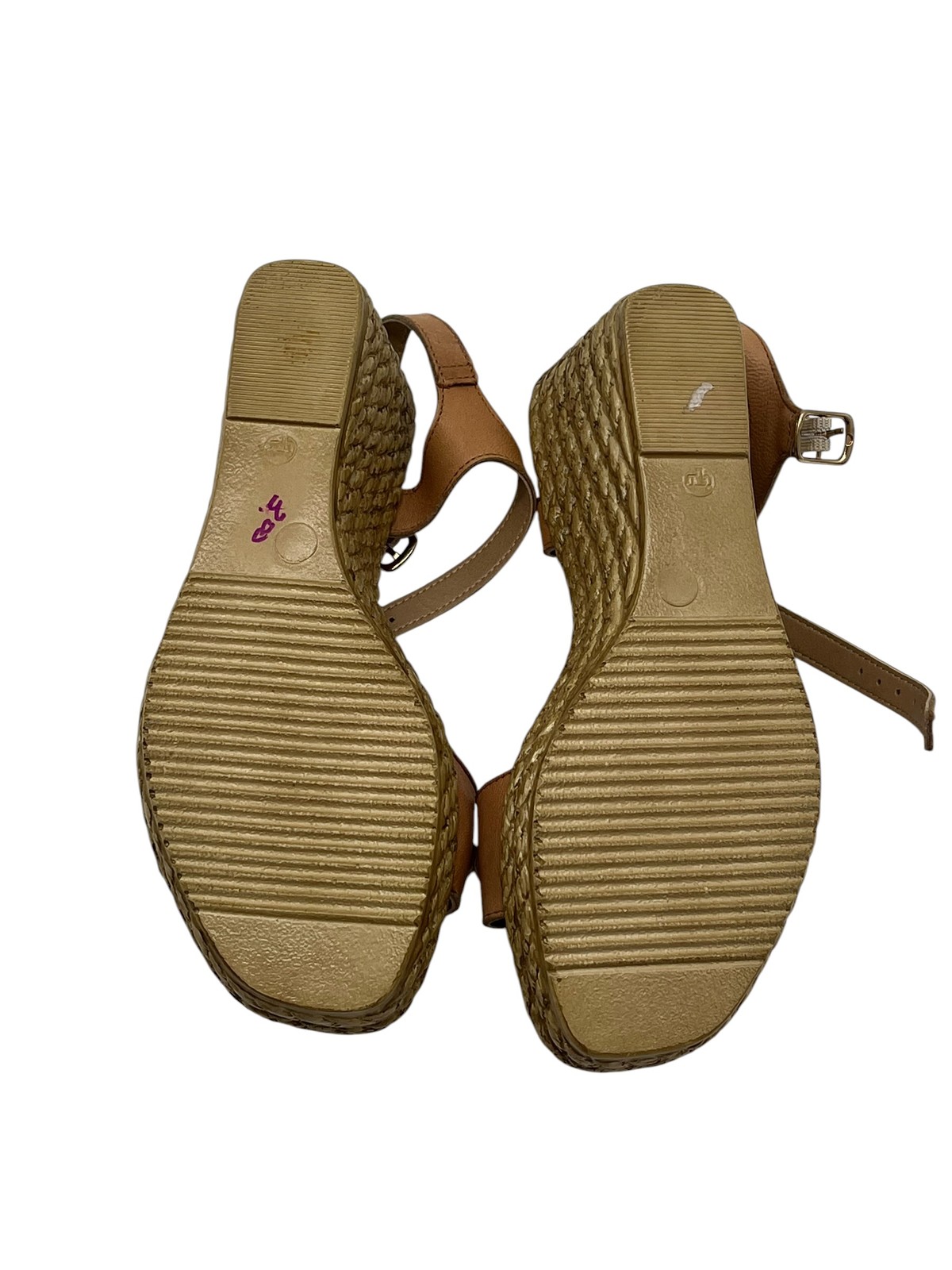 MarIella Women’s Tan Leather Chain Espadrille Wedge Sandals Size 38 Italy