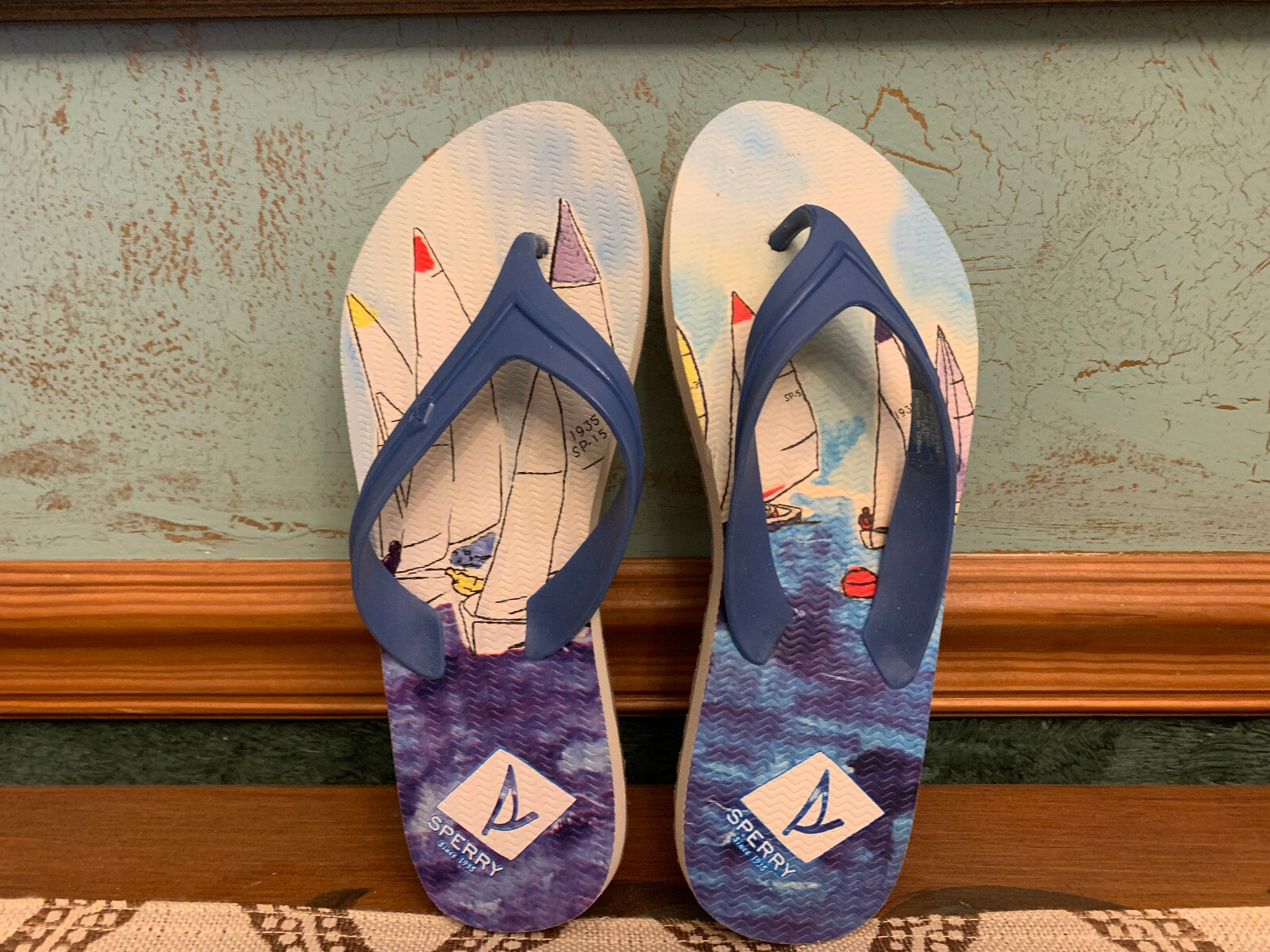 Sperry Women’s Size 6M Wharf Thong Sailboat Regatta Flip Flops