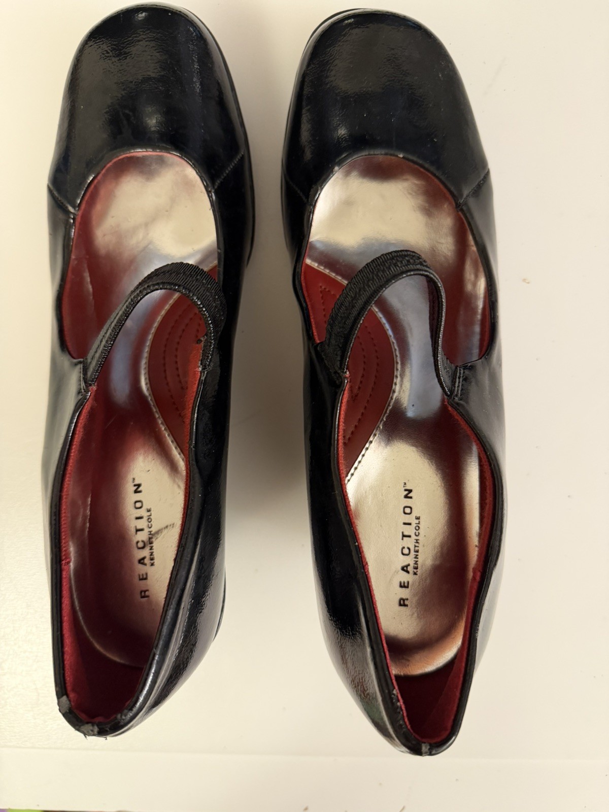 Reaction Kenneth Cole Black Patent Leather Mary Jane Wedge Heels | Comfort Shoes