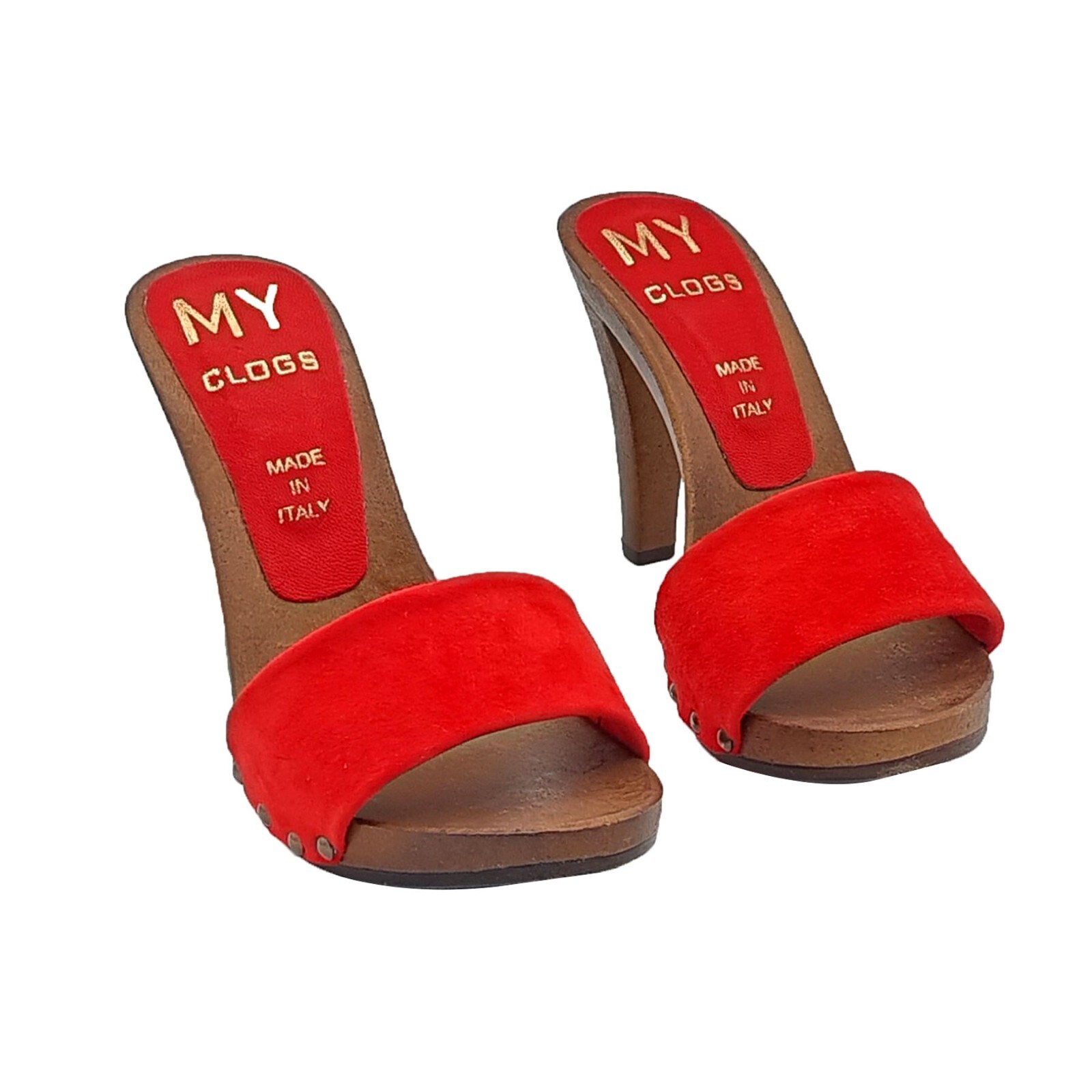 Mules With Red Suede Strap 11 CM Heel – From Size 35 To 42 – MY580 CAM ROSSO