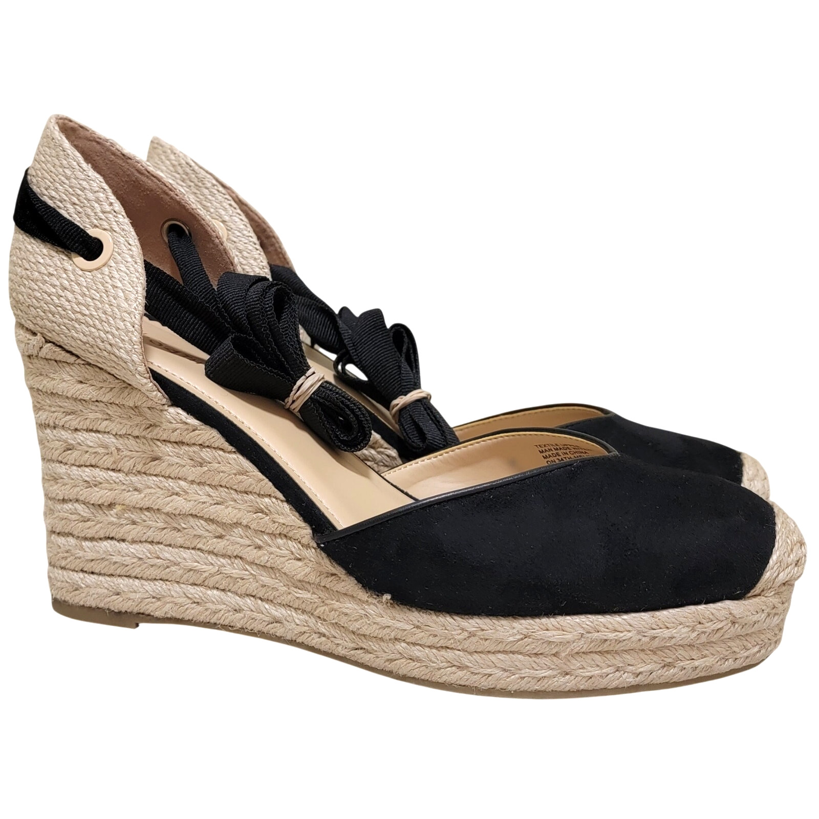 On 34th Melindaa Ankle Wrap Espadrille Wedge Sandals Size US 12M Black BV3YO