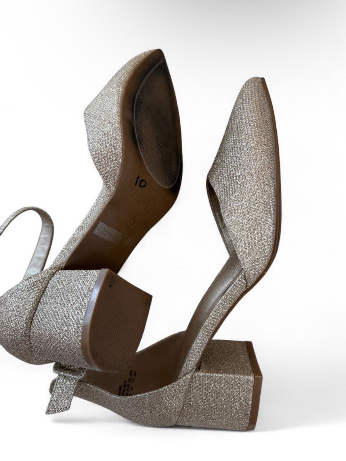 Dream Pairs Women’s US 9.5 Silver Glitter D’Orsay Ankle Strap Pointed Toe